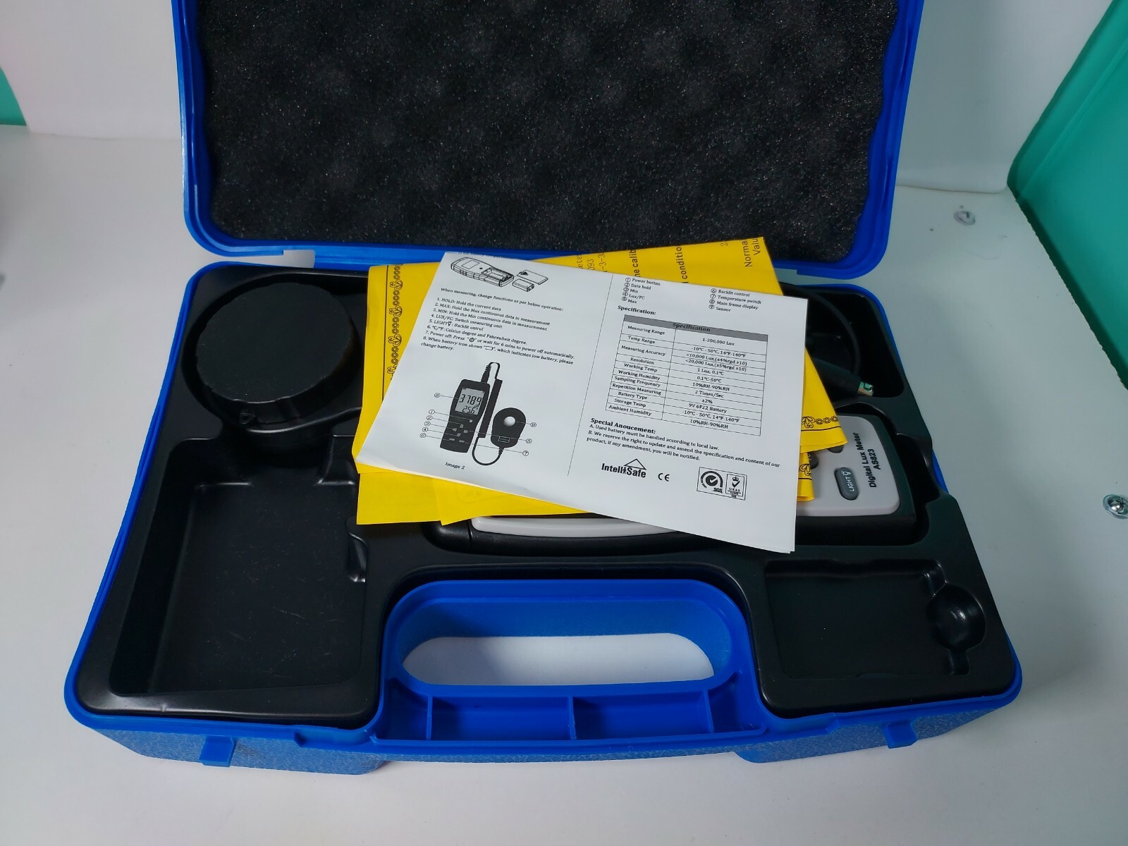 Smart Sensor AS823 Digital Lux Illuminance Flow Meter Light 1-200,000LUX mz
