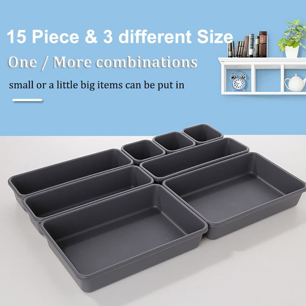 15 PCS Interlocking Desk Drawer Organizer Separator for Office,Bathroom,Kitch..