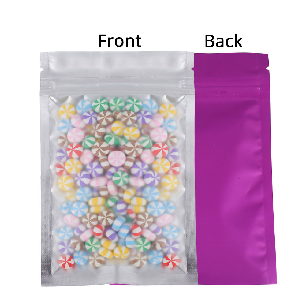3.25x5in Frosted Clear Front Matte Purple Back Foil Mylar Zip lock Bag P09