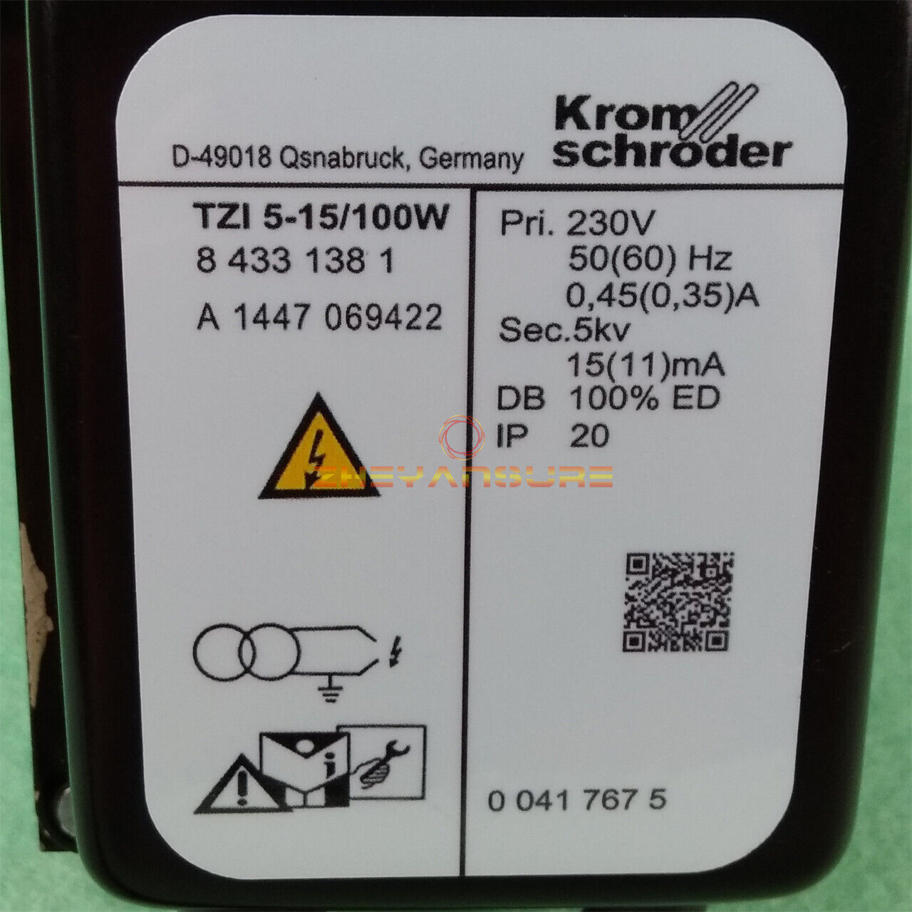KROM SCHRODER TZI 5-15 Ignition Transformer 100W 84331381 New