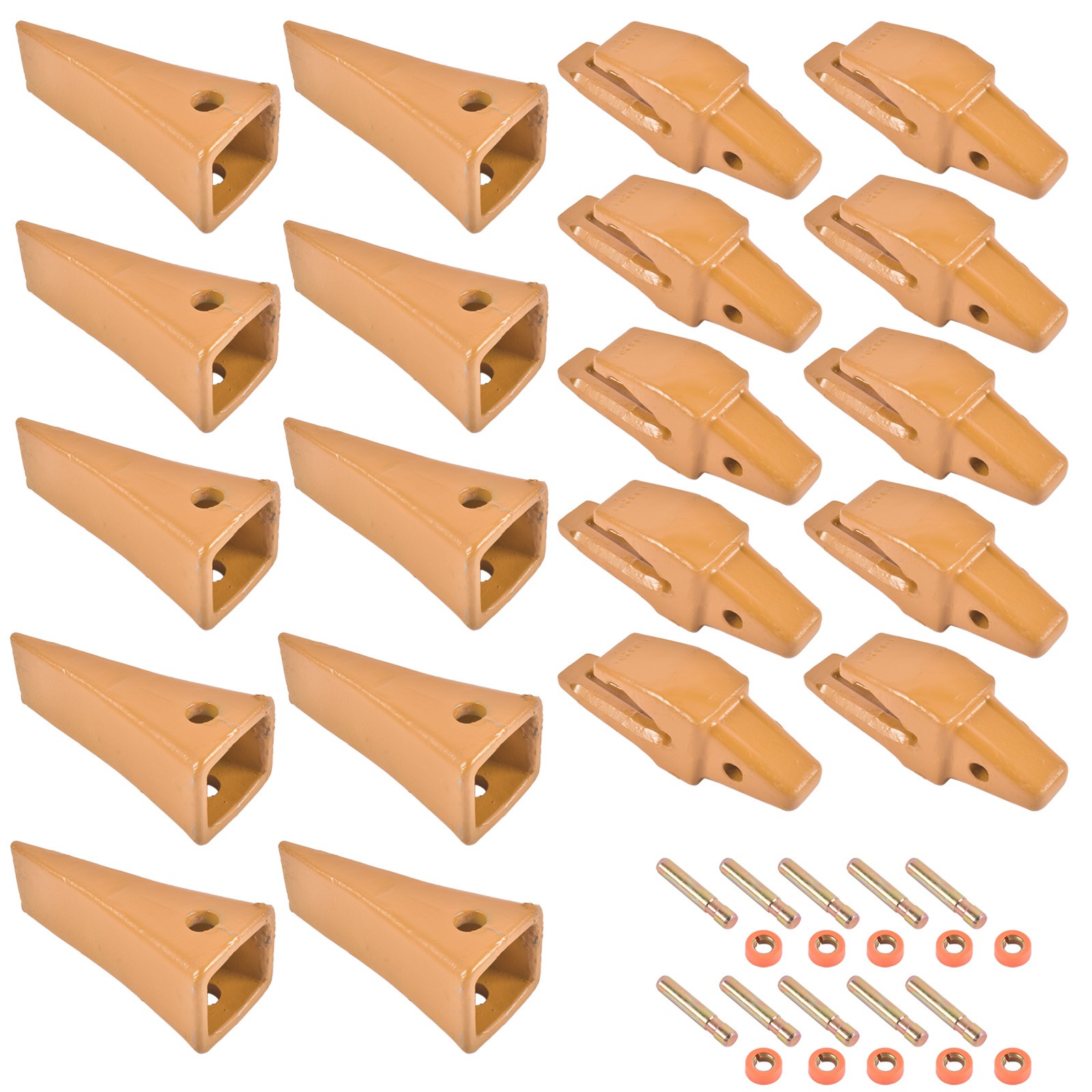Bucket Shanks 119-3204 w/ Digging Teeth Pins Alloy Steel for J200 Series 10 Set