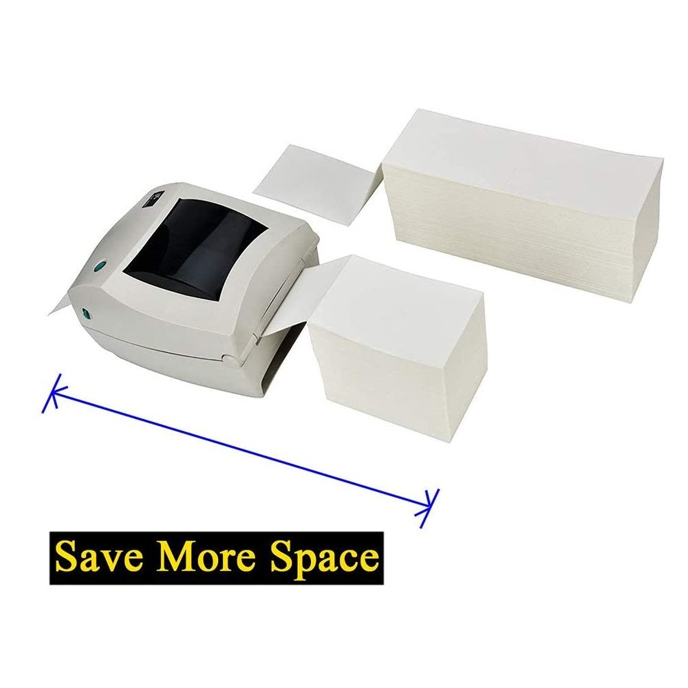 100-4000 4×6 Fanfold Direct Thermal Shipping Labels for Zebra & Rollo Printer