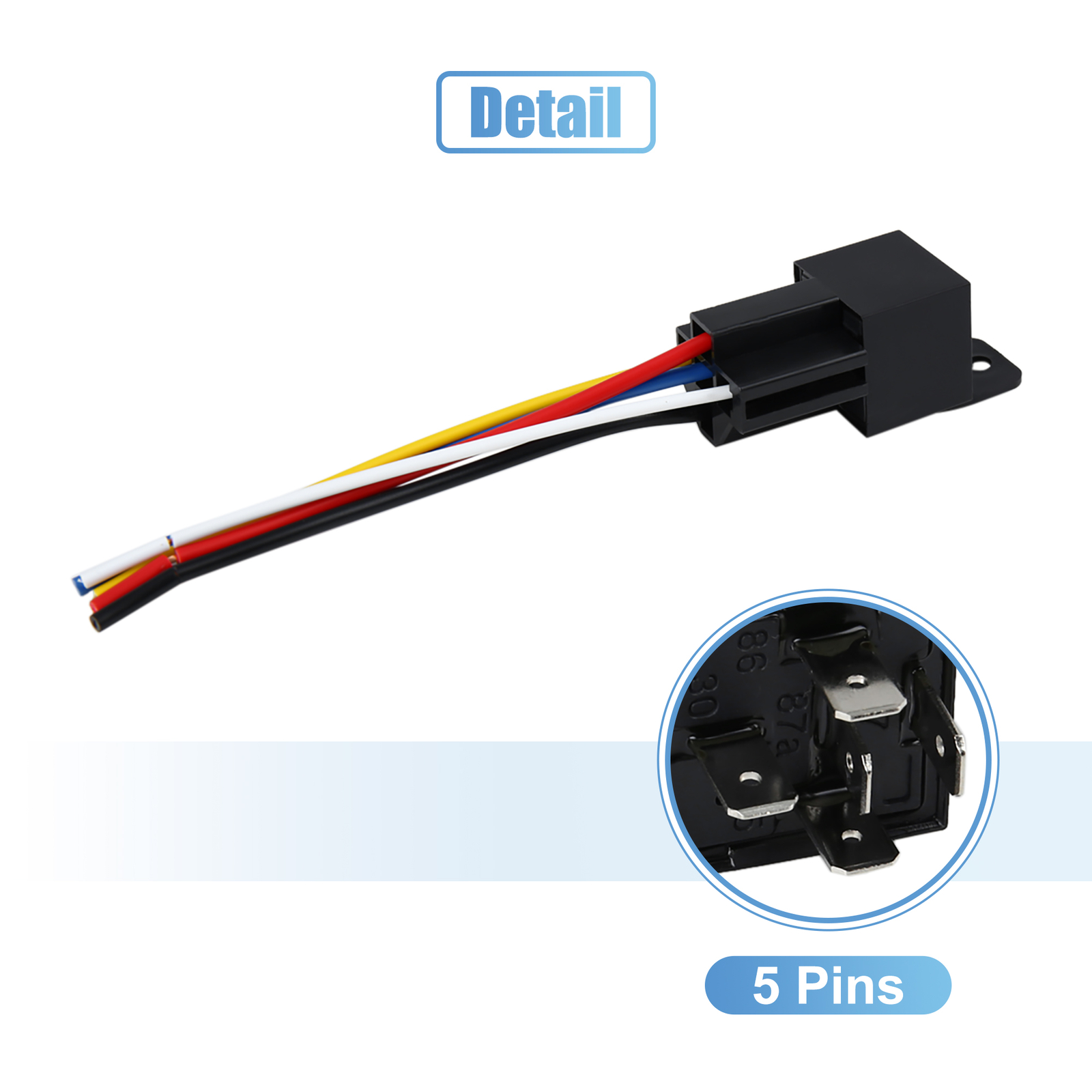 Universal 24V 40A SPDT Car Relay 5 Pin 5 Wires w/ Harness Socket Plug Pack of 5