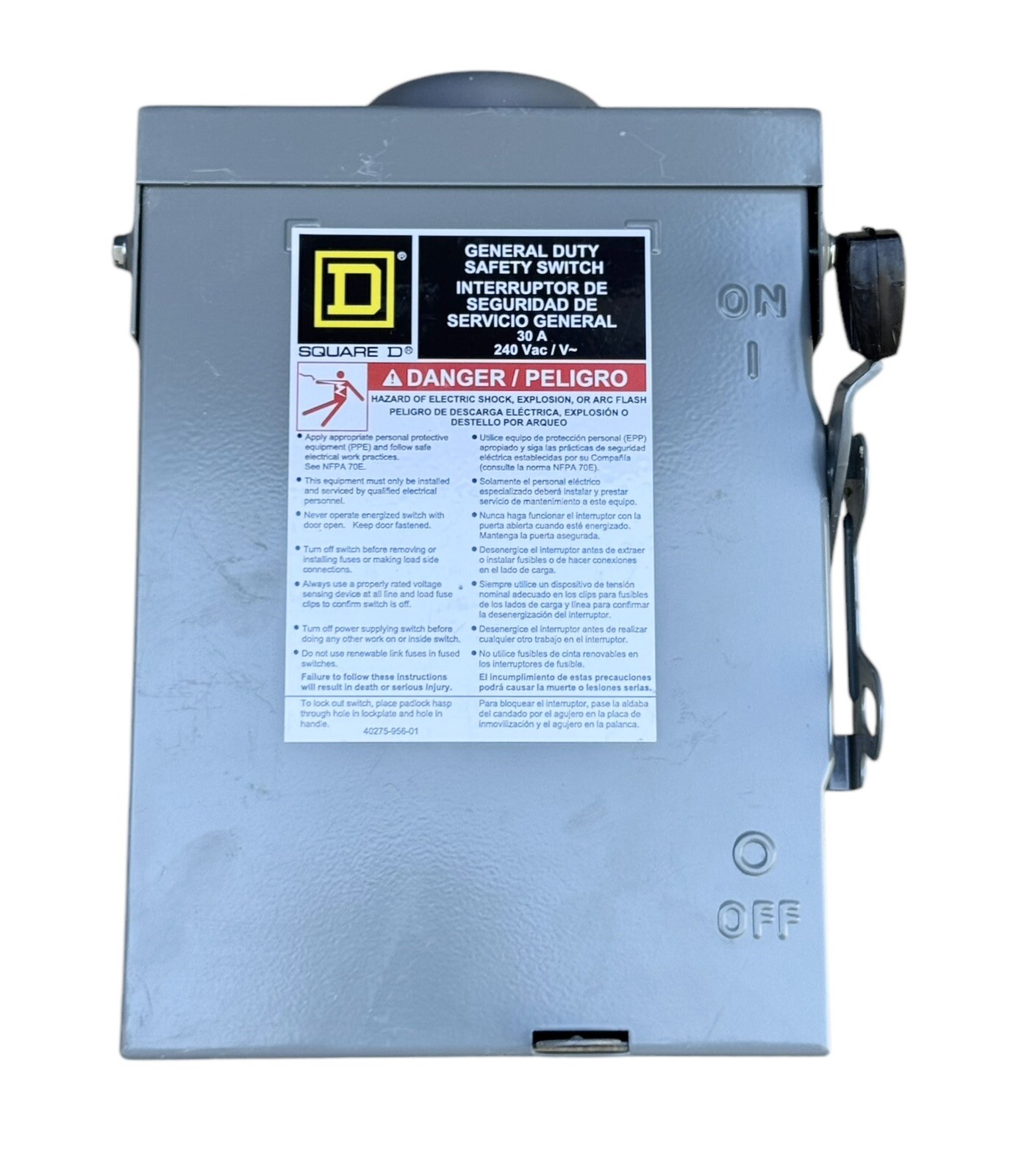 Square D D221NRB 30 Amp 120/240V Max. General Duty Safety Switch Rainproof