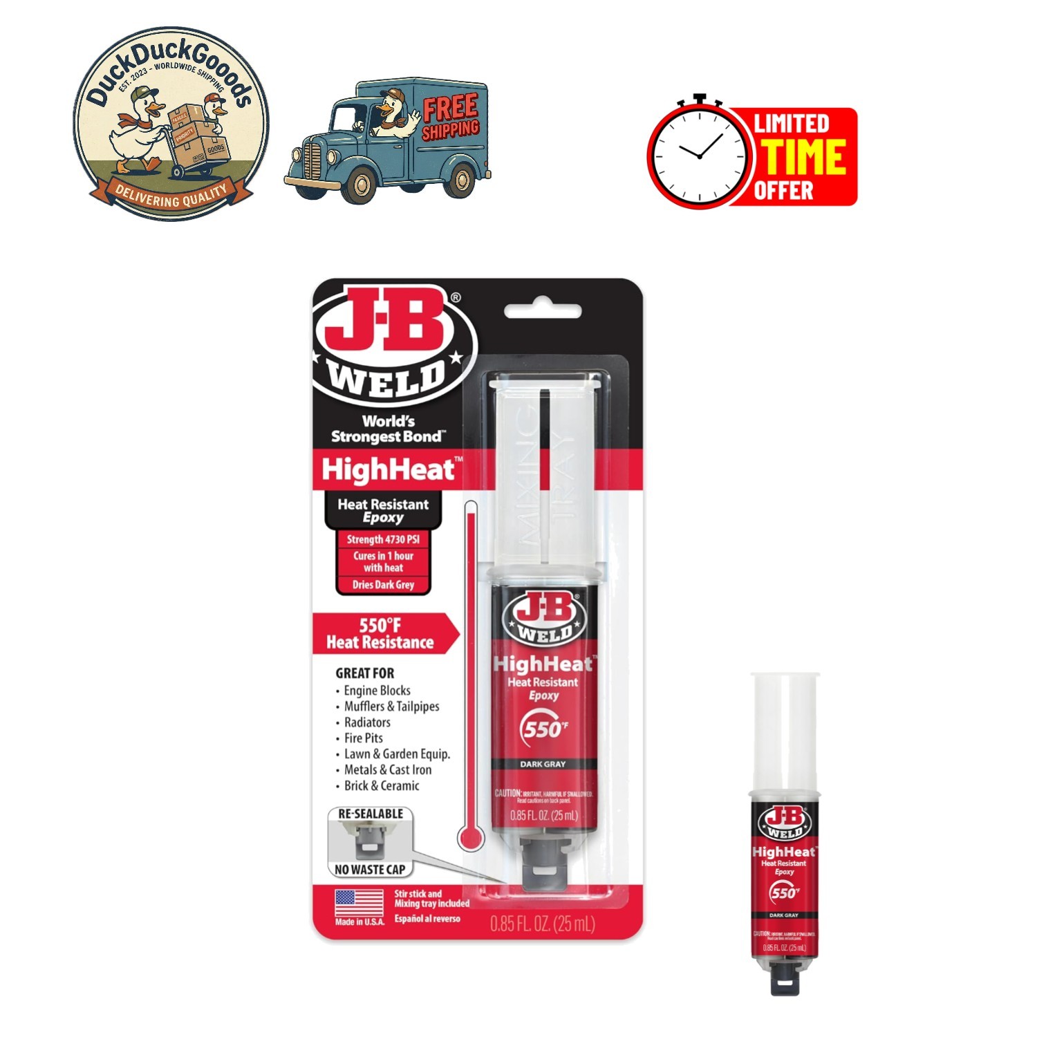 25ml High Heat Epoxy Syringe – Fast Drying & Heat Resistant Repairs in Dark Grey