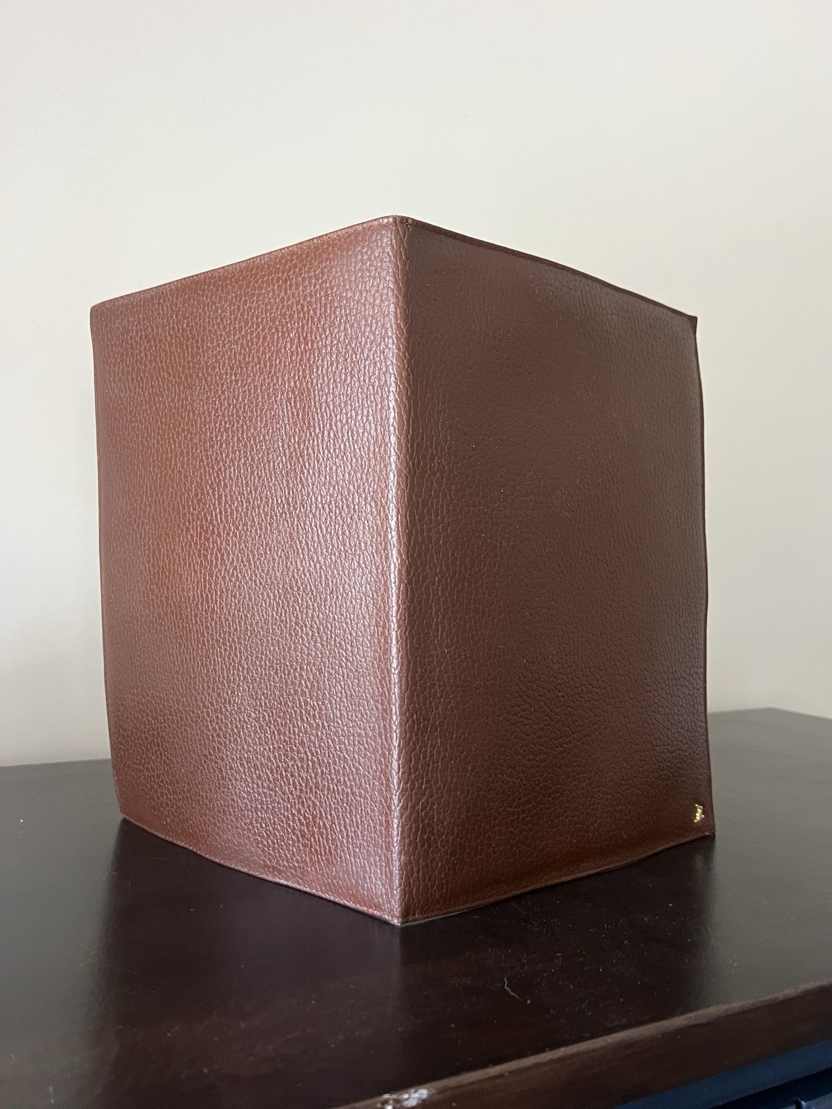 Vintage Brown Pebbled Leather Portfolio Letter Size Legal Pad Holder Gold Bird