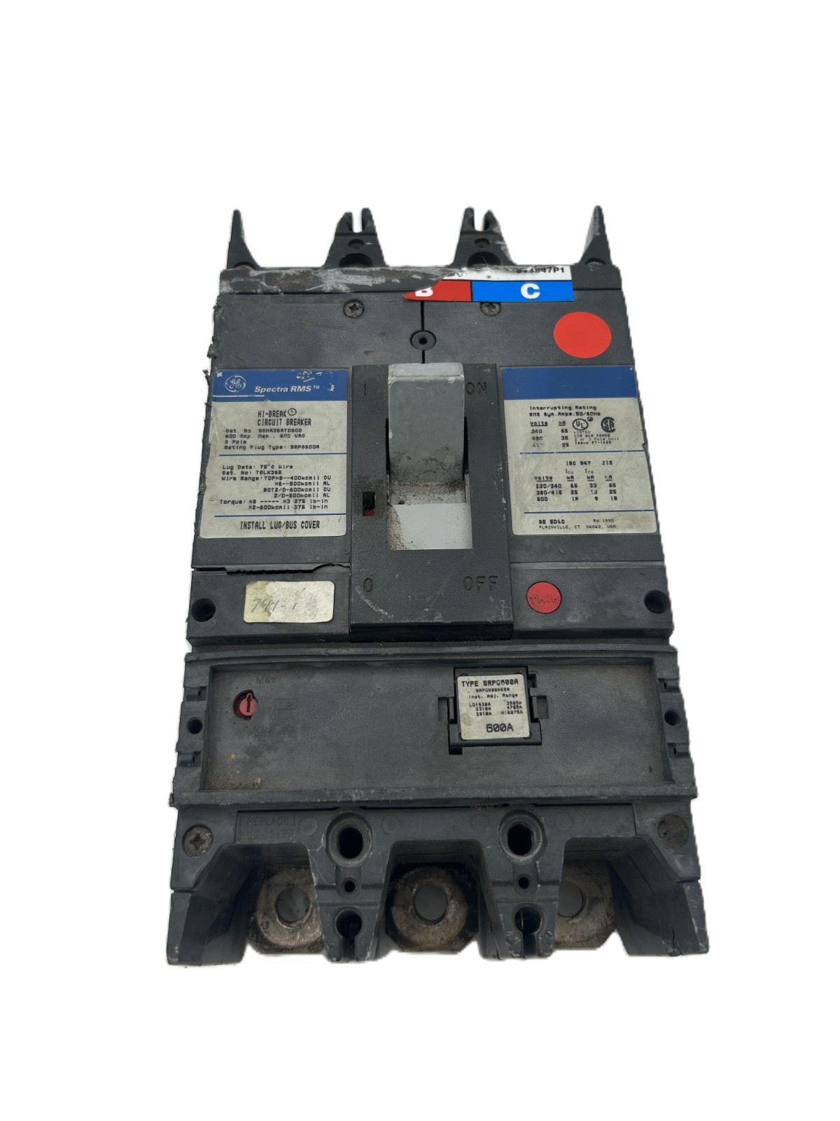 GE SGHA36AT0600 Spectra RMS Circuit Breaker 600A 3-Pole 600VAC – Chipped