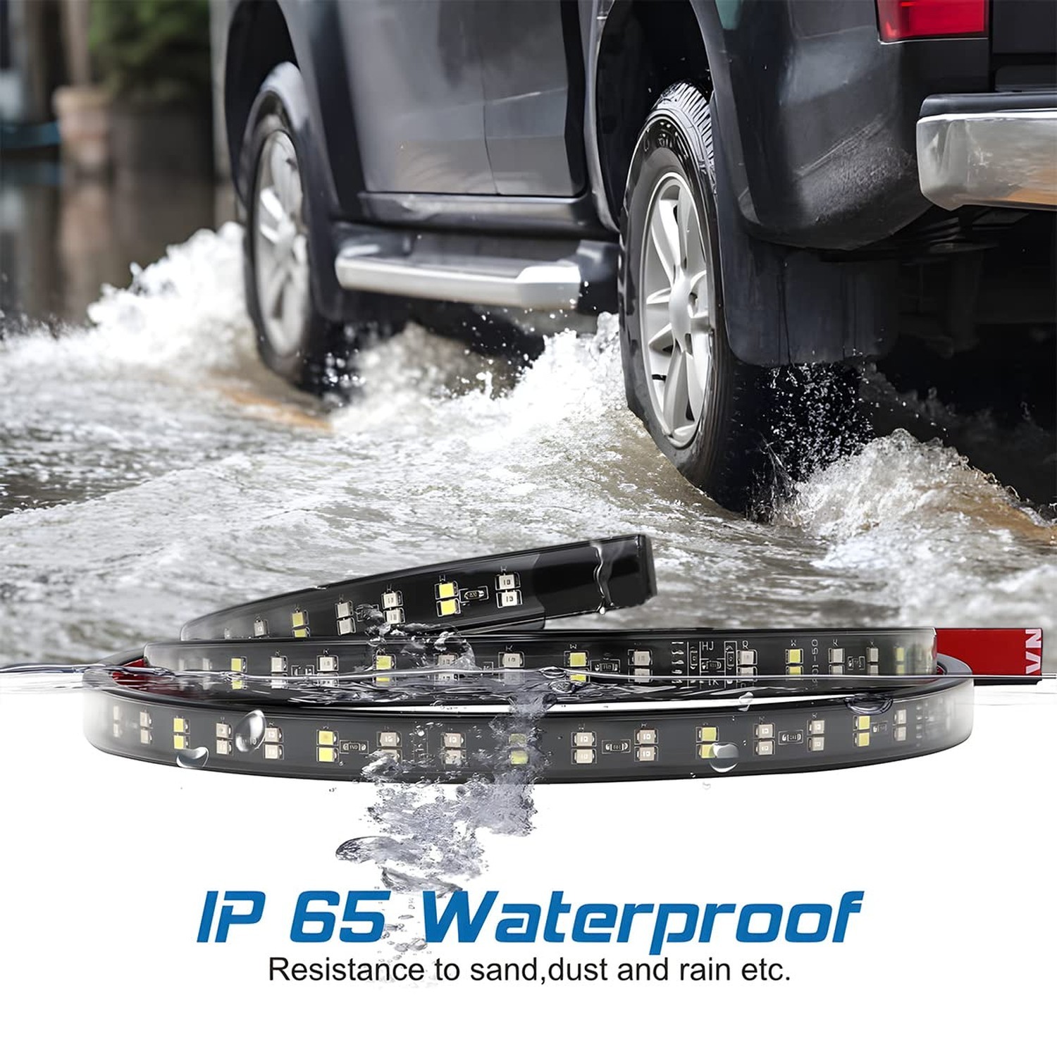 Truck Tailgate Light Bar, LED Single Row Tailgate Light Strip with Red Runnin…