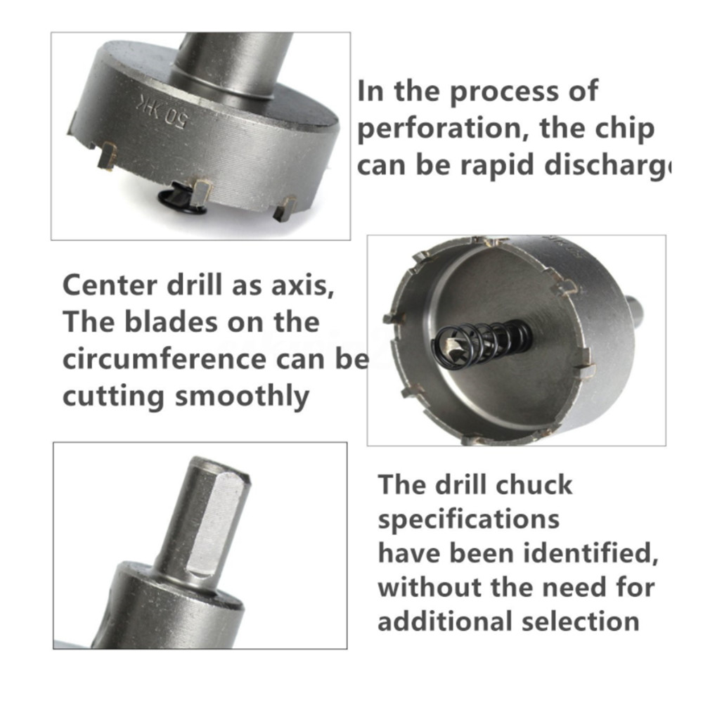 Carbide Tip TCT Hole Saw Cutter Drill Bit Set For Steel Metal Alloy 16-53mm 10pc