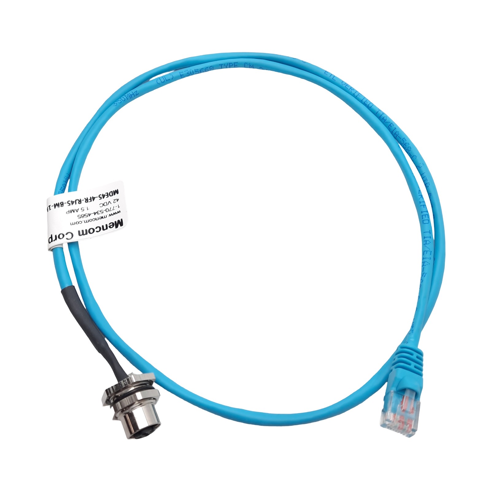 Lot of 5 Mencom MDE45-4FR-RJ45-BM-1M Ethernet Cordset, M12 4-Pin to RJ-45, 1m