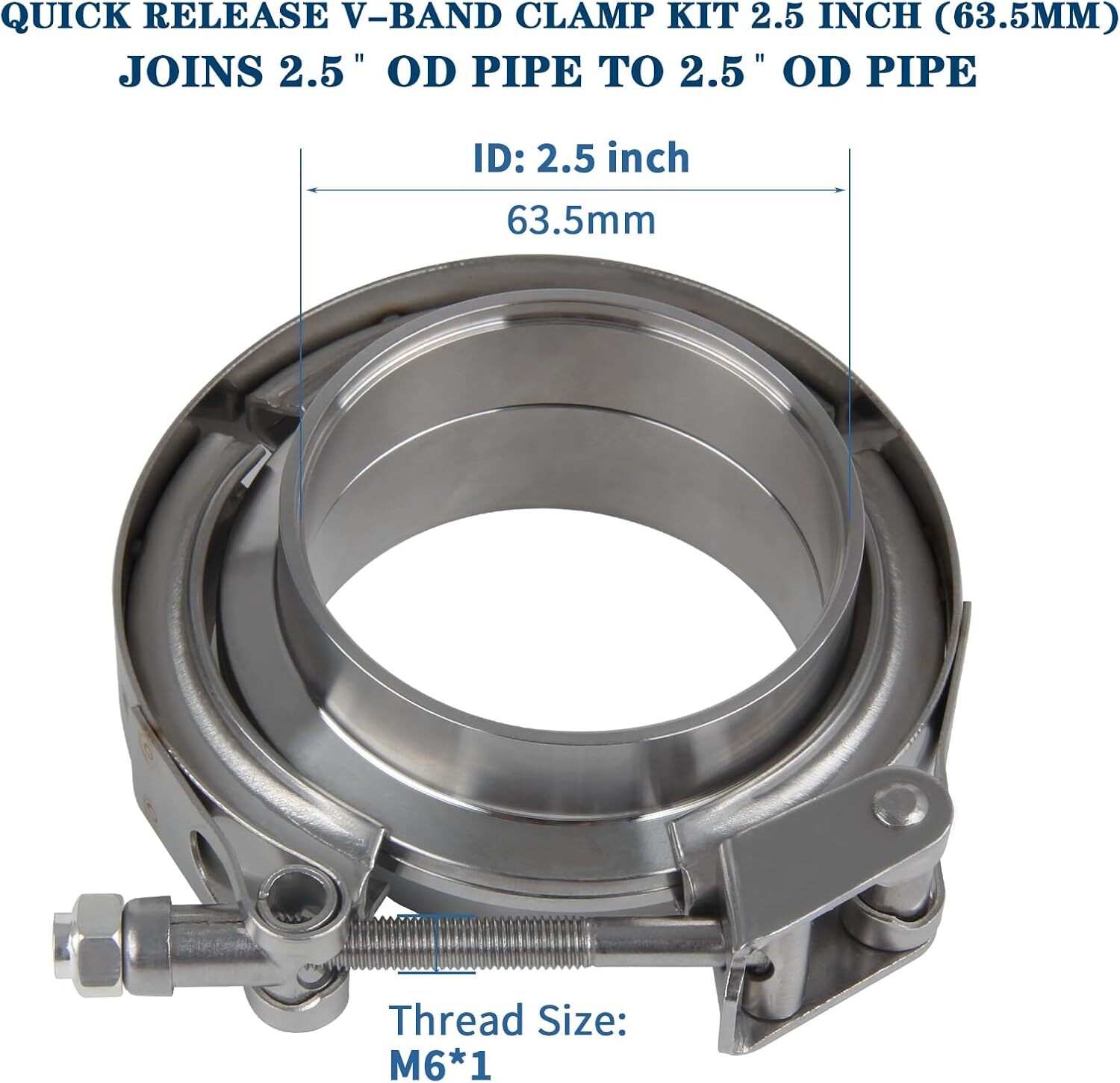 2.5 in 3 in Quick Release V Band Clamp Male Female Flanges 304 Stainless Steel