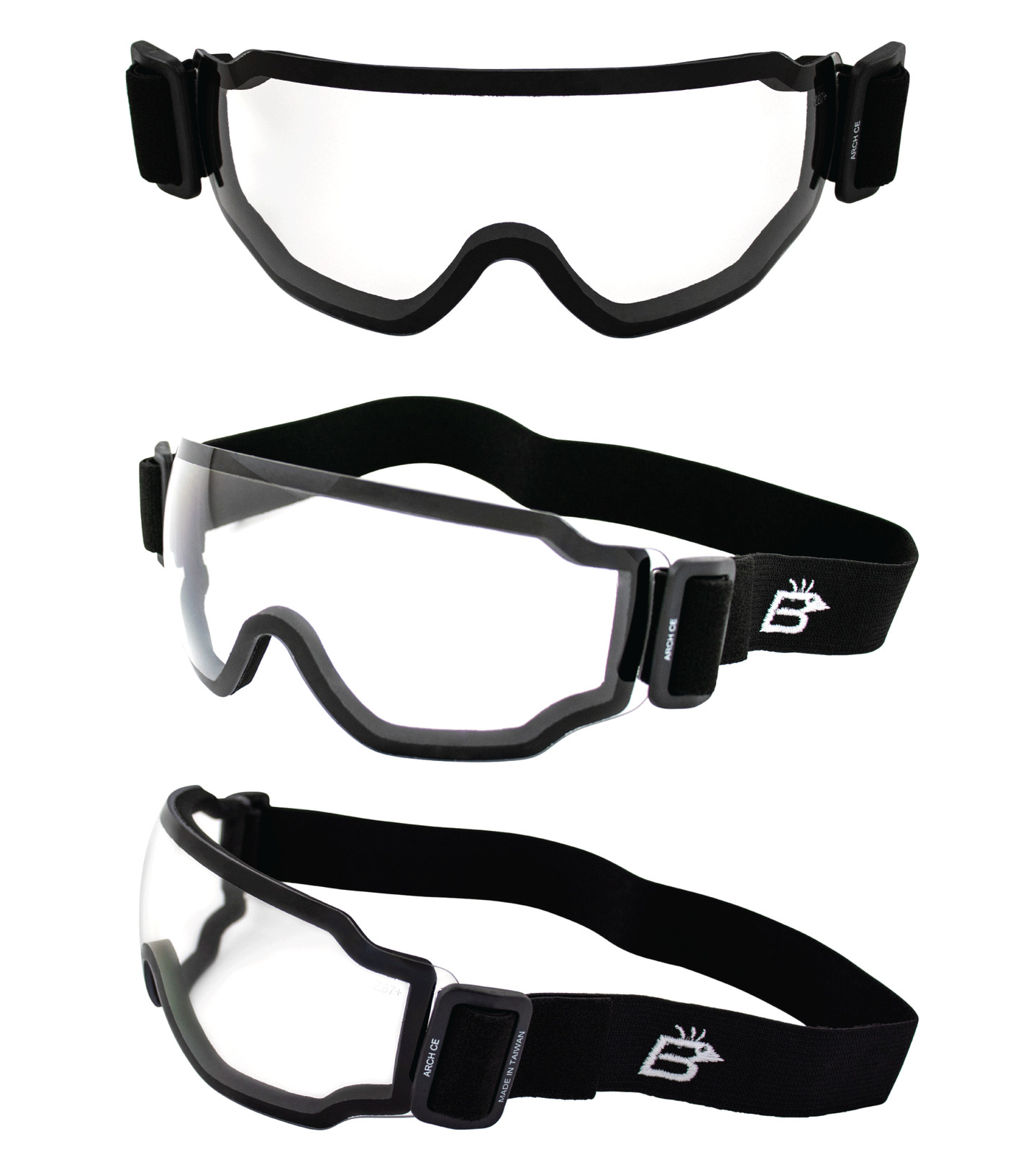 Birdz Eyewear Arch Sky Diving Goggles 3 Pair Clear Smoke and Blue Mirror Lenses