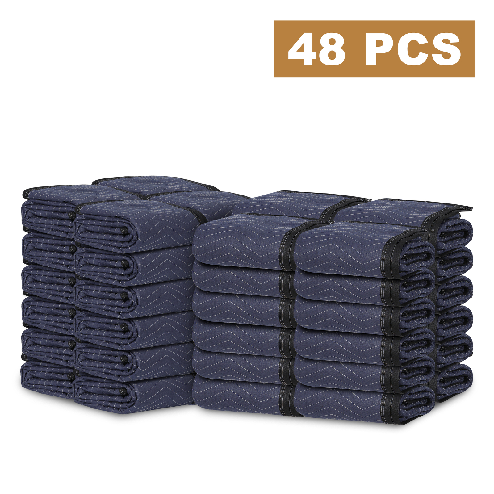 48 Moving Blankets 80″x72″ Protective Shipping Packing Pads Furniture Blue/Black