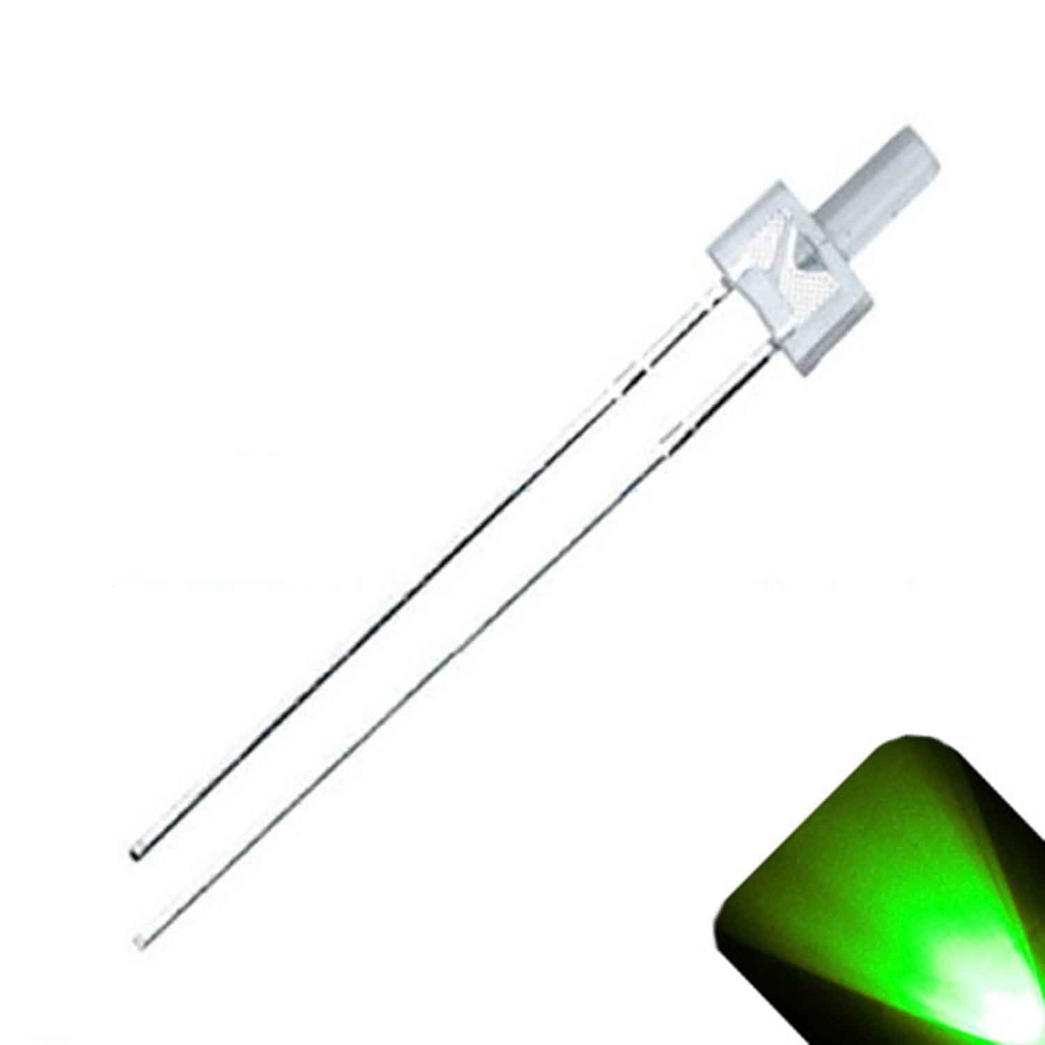 10 x 2mm Tower Pure Green LED Super Bright Lighthouse LEDs Model Building Scale