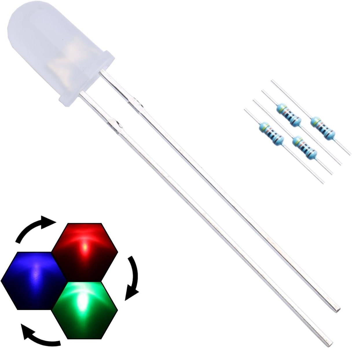 Bulk Pack of 100 RGB LED Diodes + Resistors – Perfect for Vivid Lighting Effects