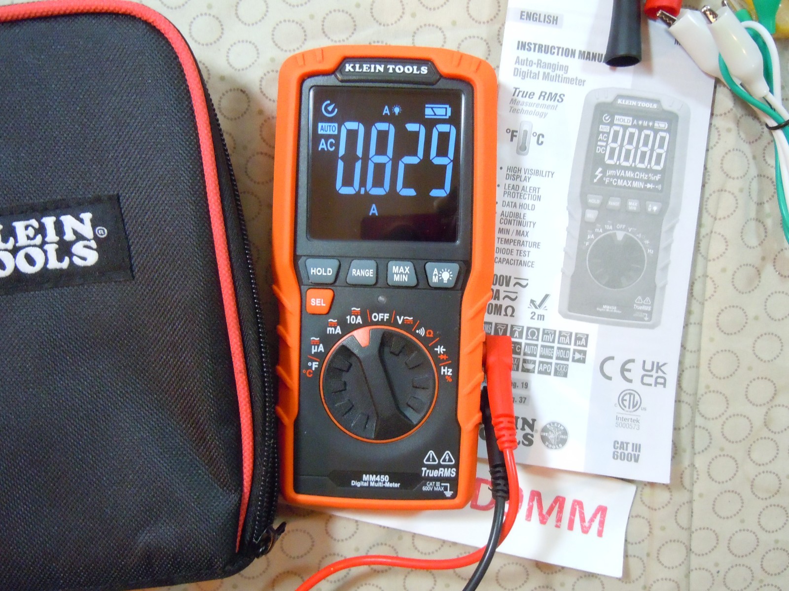 KLEIN TOOLS MM450 TRMS MULTIMETER WITH ACCESSORIES + KLEIN CASE – 0208304.