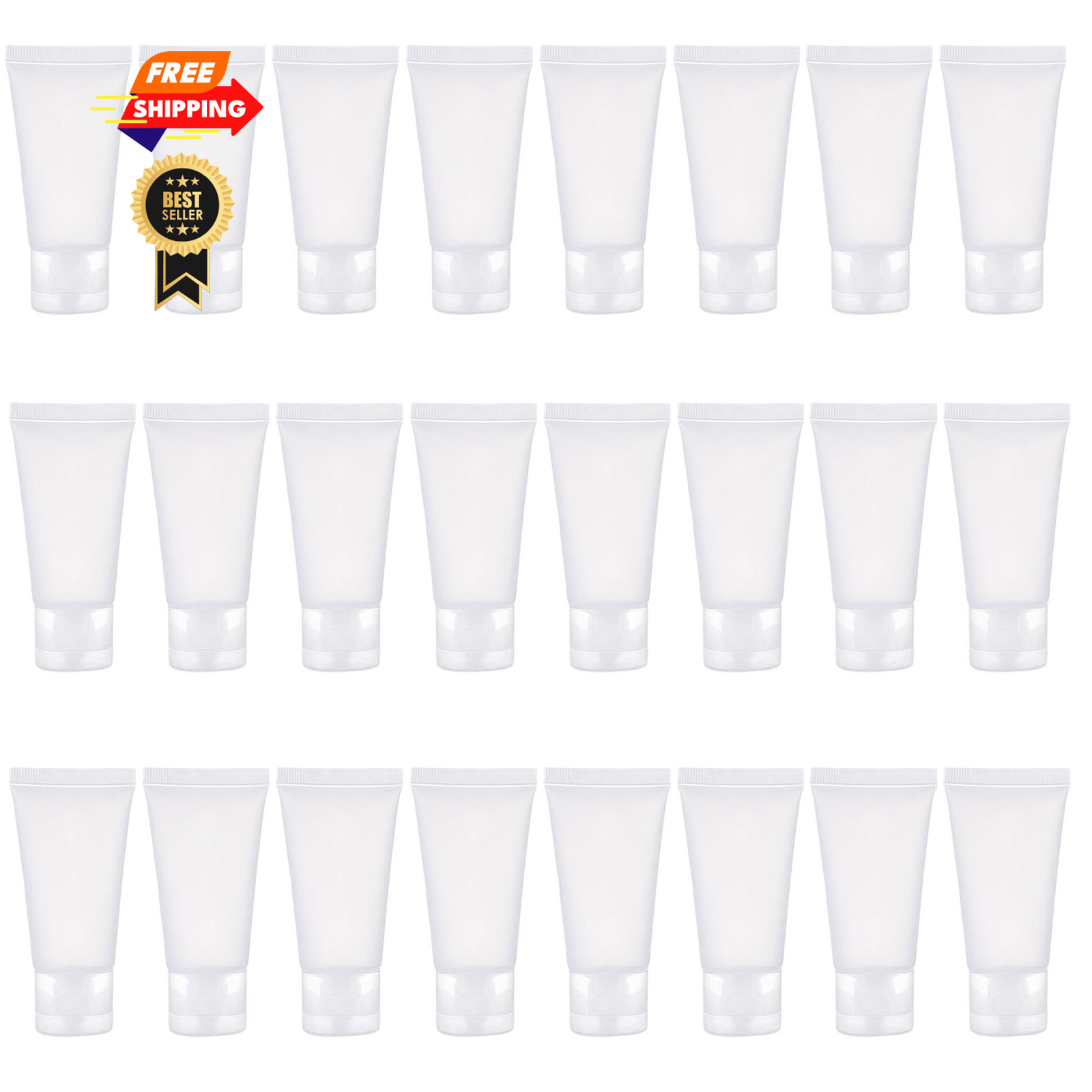 24 Pack 30ml Travel Clear Plastic Squeeze Tubes 30ml/1 Ounce, Transparent