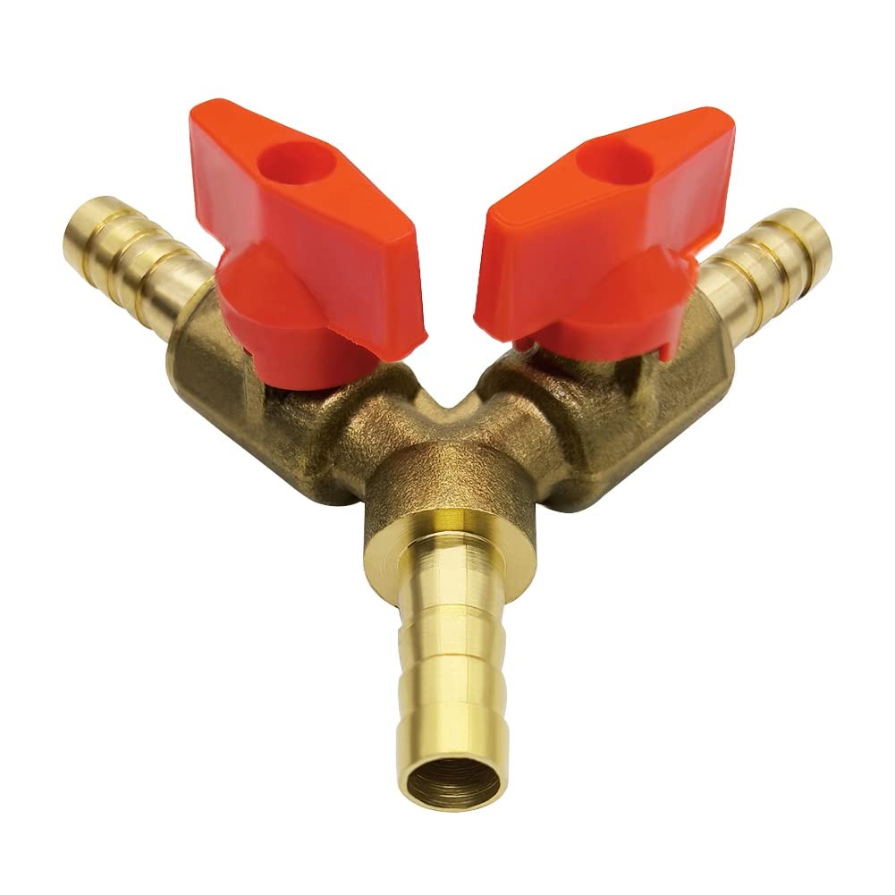 Hooshing 3 Way Shut Off Ball Valve 5/16″ ID Hose Barb 2 Switch | Y Shaped Ball V