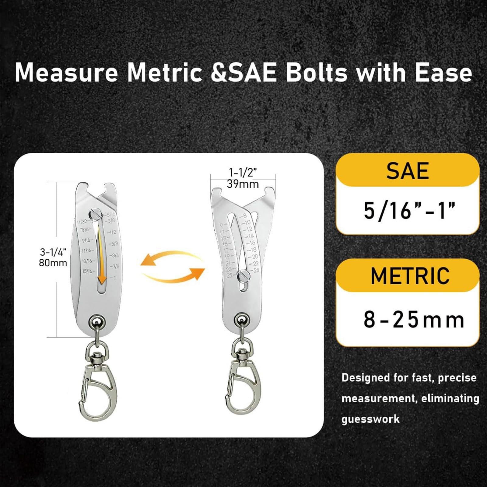 2PCS Portable Precise Thread Checker Keychain,Nut and Bolt Size Finder Keycha…