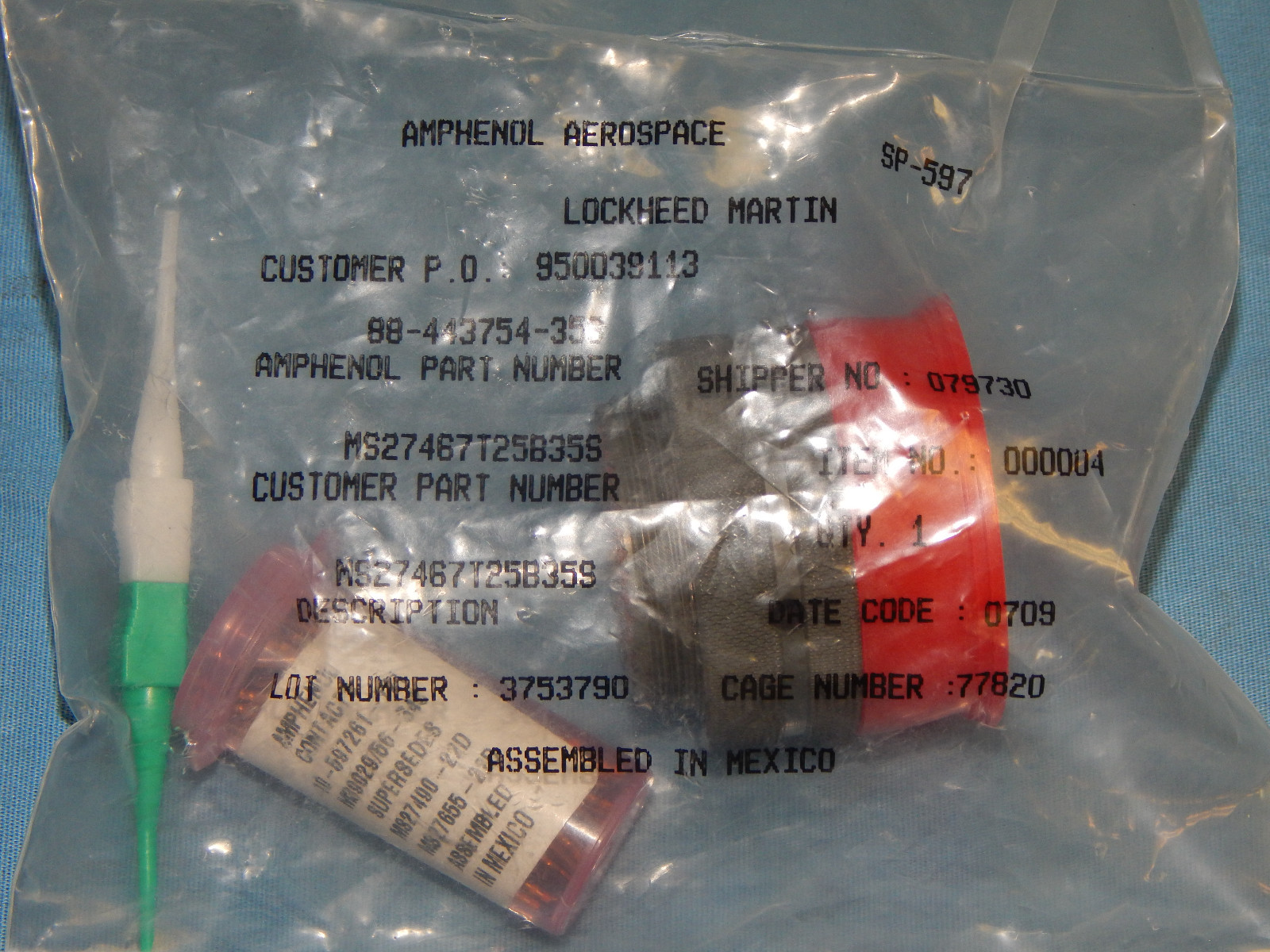 Lot of 10 – Amphenol MS27467T25B-35S Mil-Spec – Gold Pins 88-443754-35S 128 POS