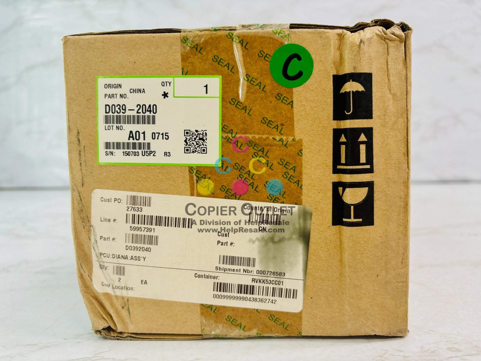 Genuine Ricoh Aficio MP C2030, C2050 PCU Drum Assembly D039-2040, D0392040