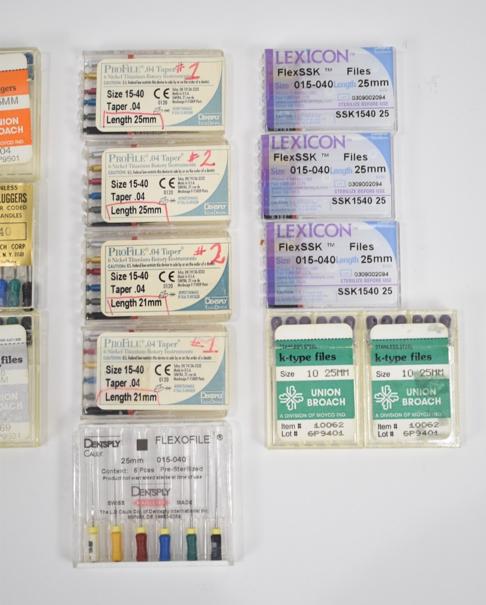 Dental Endodontic Products Various Sizes 25 Total Boxes as Shown