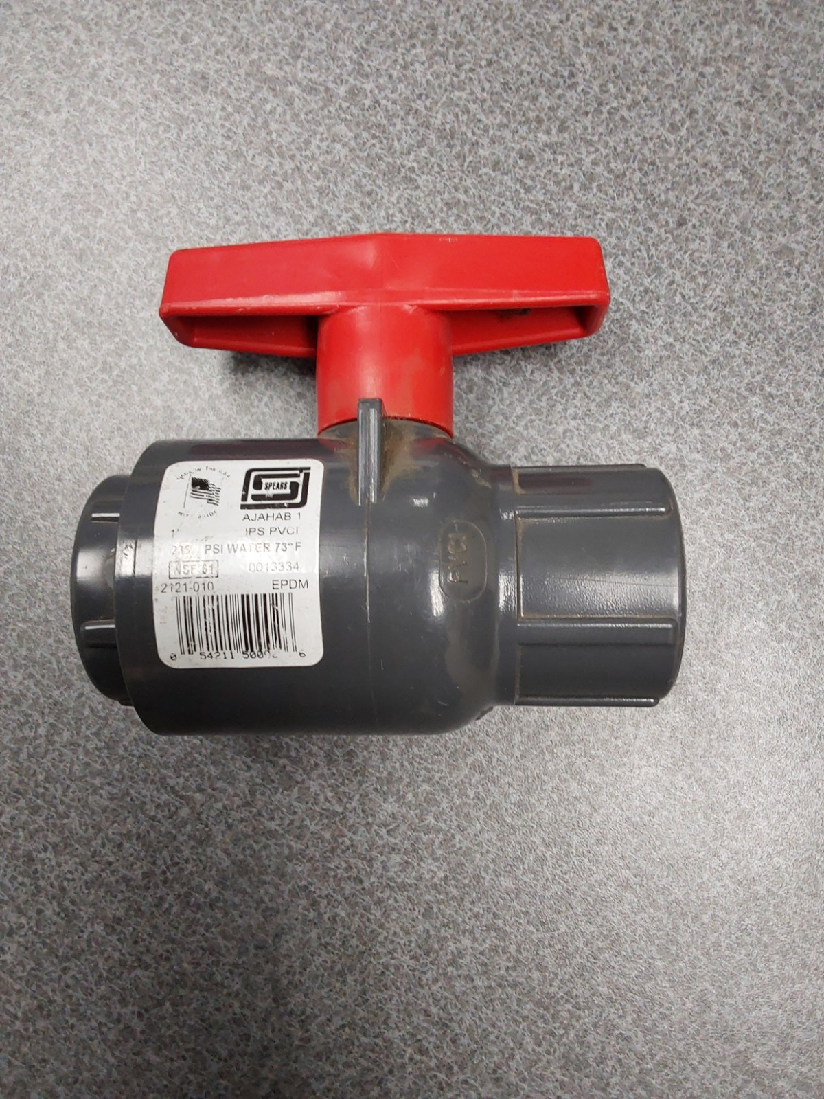 Spears 1″ PVC Threaded Ball Valve 235 PSI, 2121-010 Gray