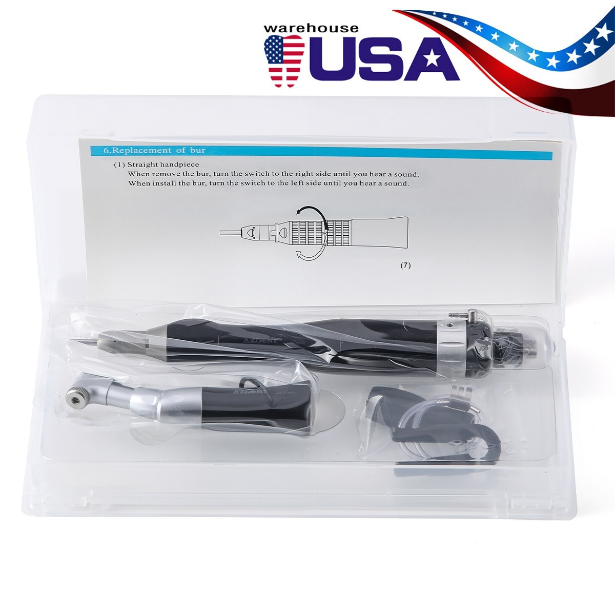 Dental Low Speed Handpiece Kit Wrench Type Contra Angle External Spray 2/4Hole