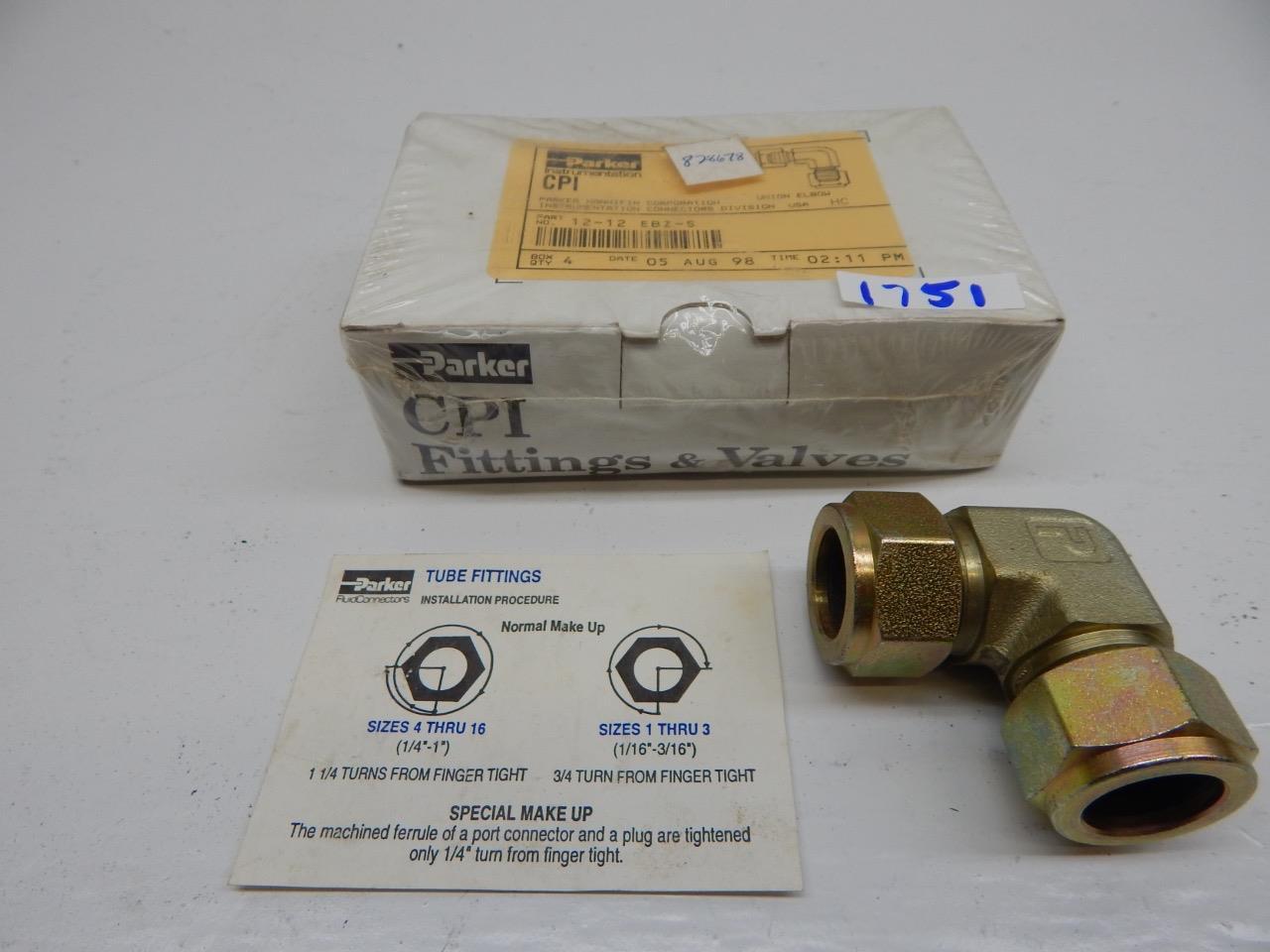 Parker CPI Union Elbow part 12-12 EBZ-S Qty4
