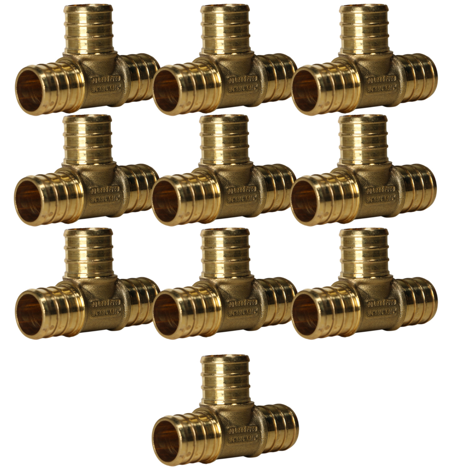10 Pack XFITTING 3/4″ x 3/4″ x 3/4″ Pex-B Tee, 3/4 Pex Barb Crimp, Lead Free