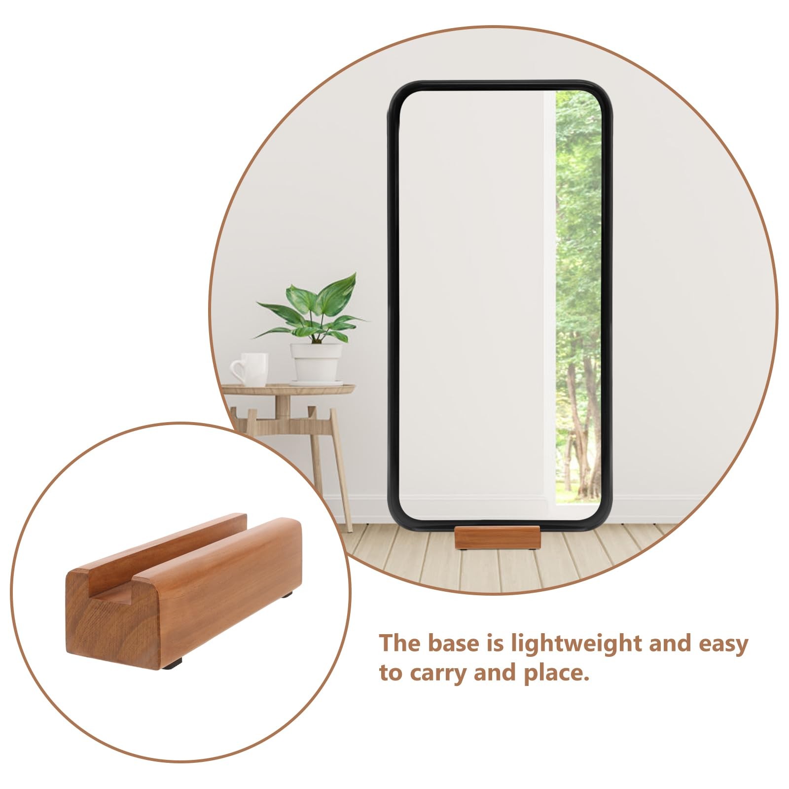 2 PCS Wooden Floor Mirror Stand Full Length Base Stable 9.84×3.14×5.11 Inch