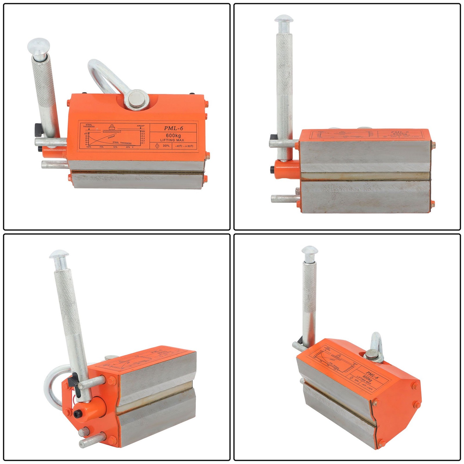 1320LBS 600kg Steel Magnetic Lifter Heavy Duty Crane Hoist, 2 Safety Factor