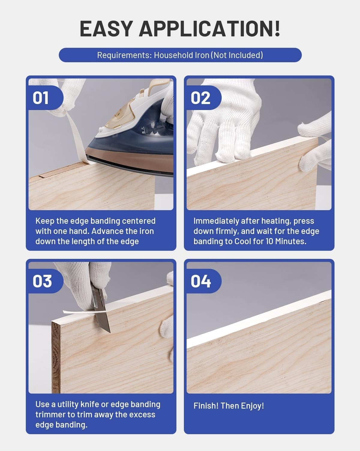 White Melamine Edge Banding 3/4 Inch x 6.5 ft – Ideal for DIY Furniture Projects