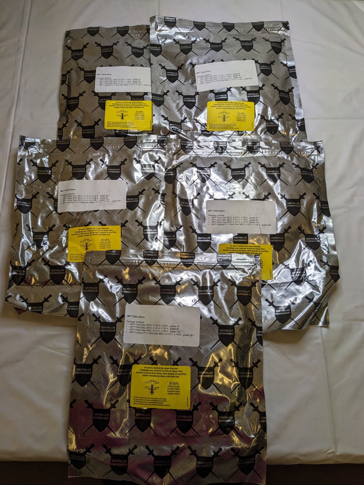 3M 4 Pc Sample Pack Fibre Discs 381C & 982C Qty 5 Kits 43174200