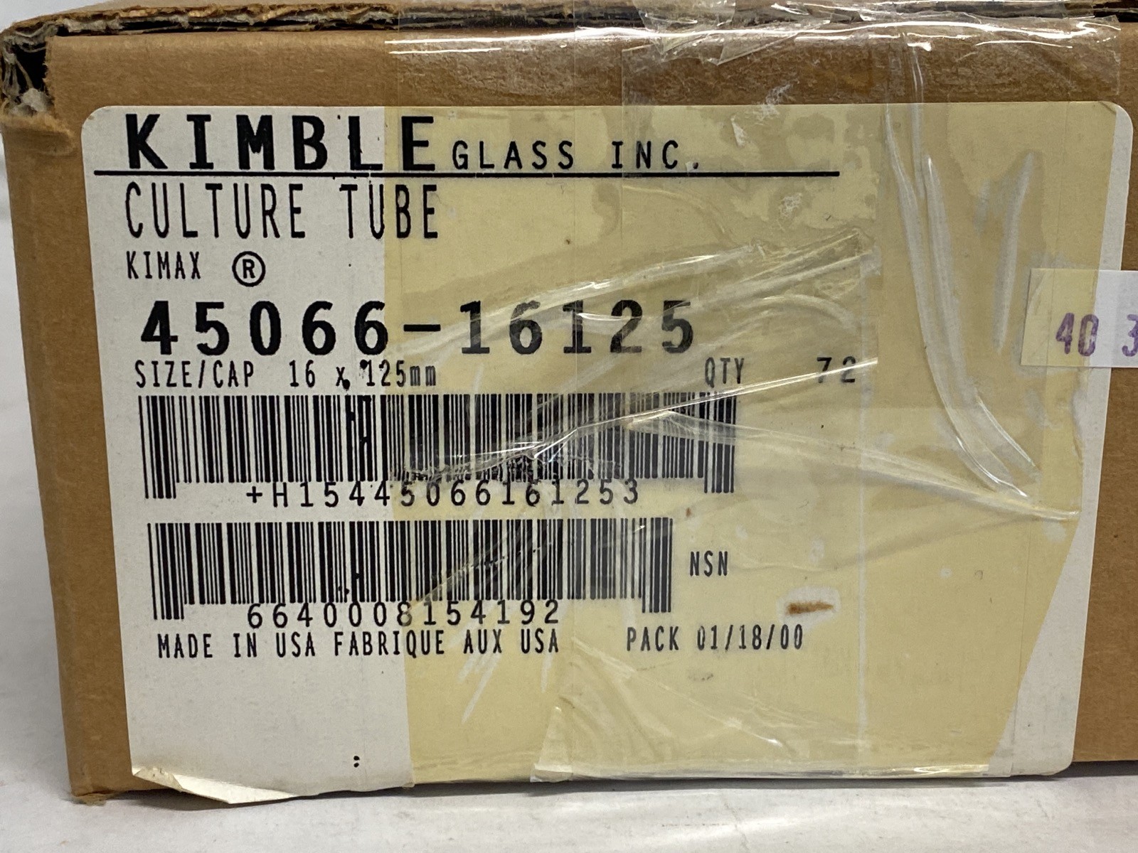 New (72) KIMAX Glass 16x125mm Reusable Culture Tubes Round Bttm Caps 45066-16125