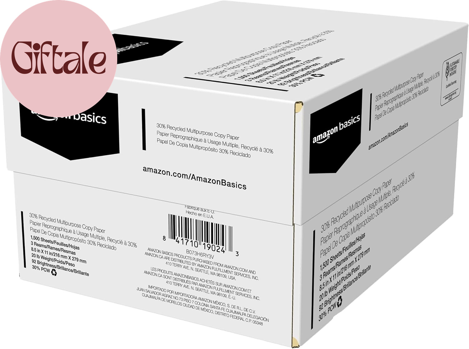 30% Recycled Multipurpose Copy & Print Paper, 8.5 X 11 Inches, 20 Lb Weight, 92