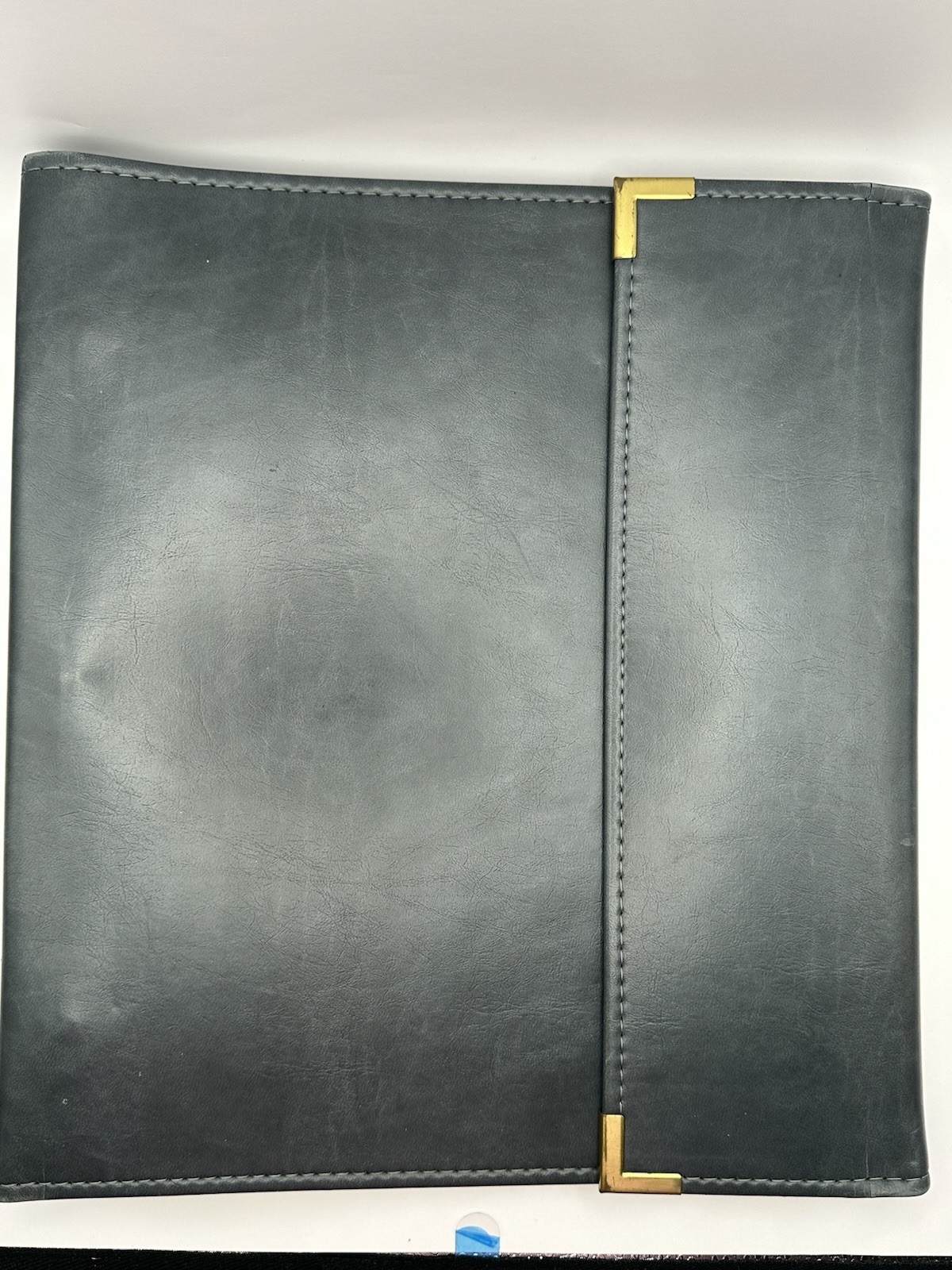 Cambridge Gray Leather Daily Use Binder with Metal Corners & Card Holder