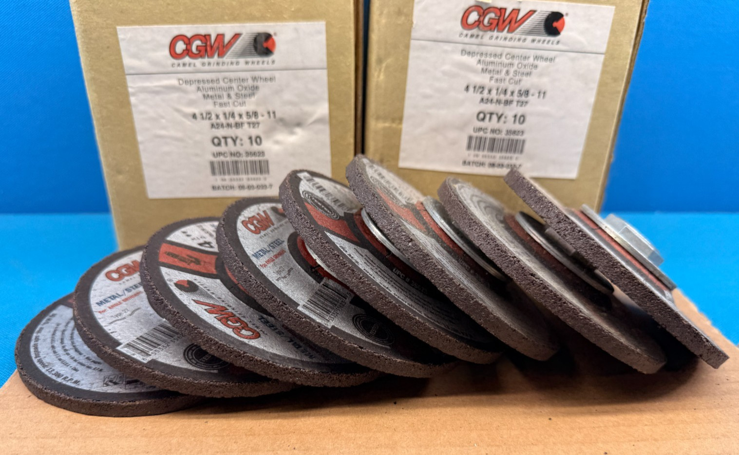 Lot of 17x Genuine CGW Grinding Wheels 4-1/2″x1/4″x5/8″-11 #35623 Max rpm 13,300