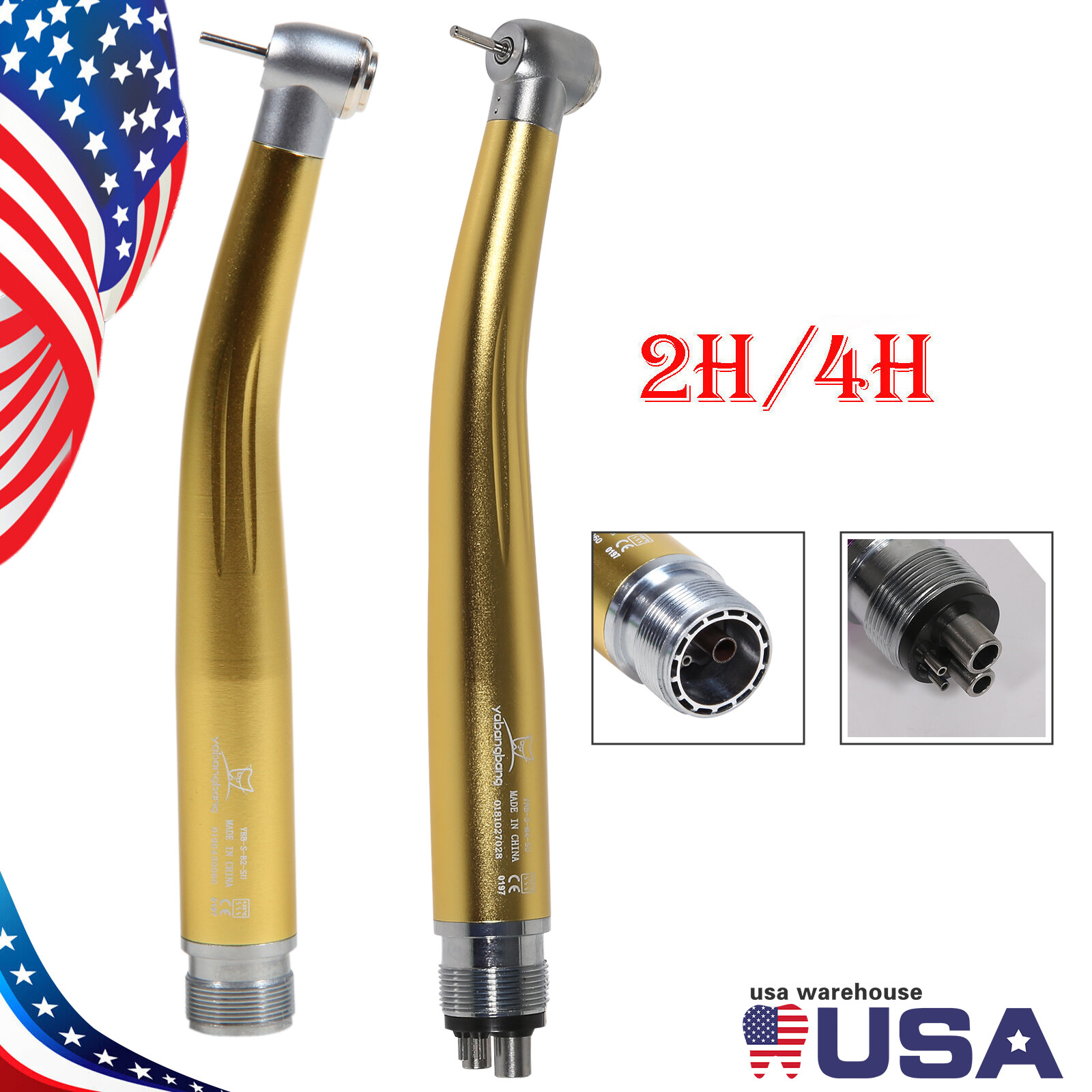 Dental Fast High Speed Handpiece Air Turbine Push Button 2/4Hole NSK Style Color