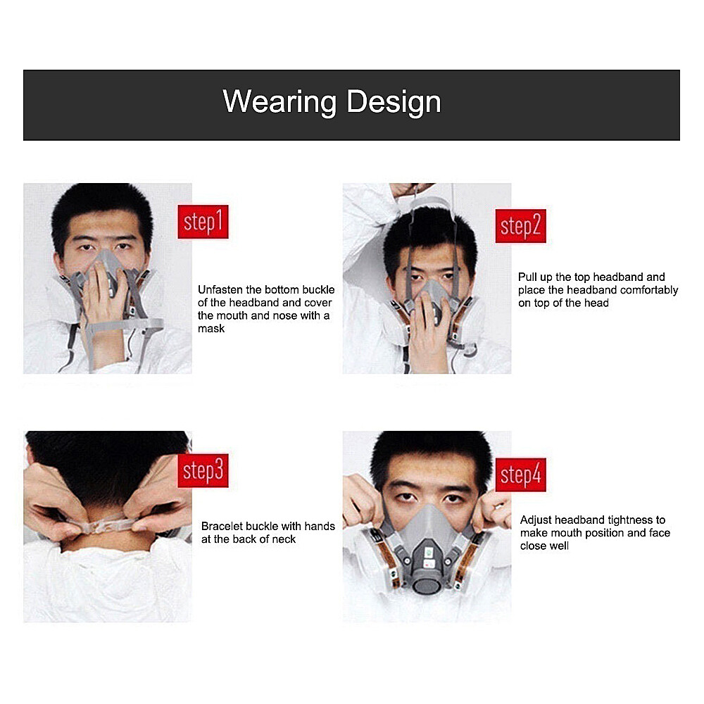 7 IN 1 Half Face Mask for 6200 / 7502 Gas Painting Spray Protection Respirator