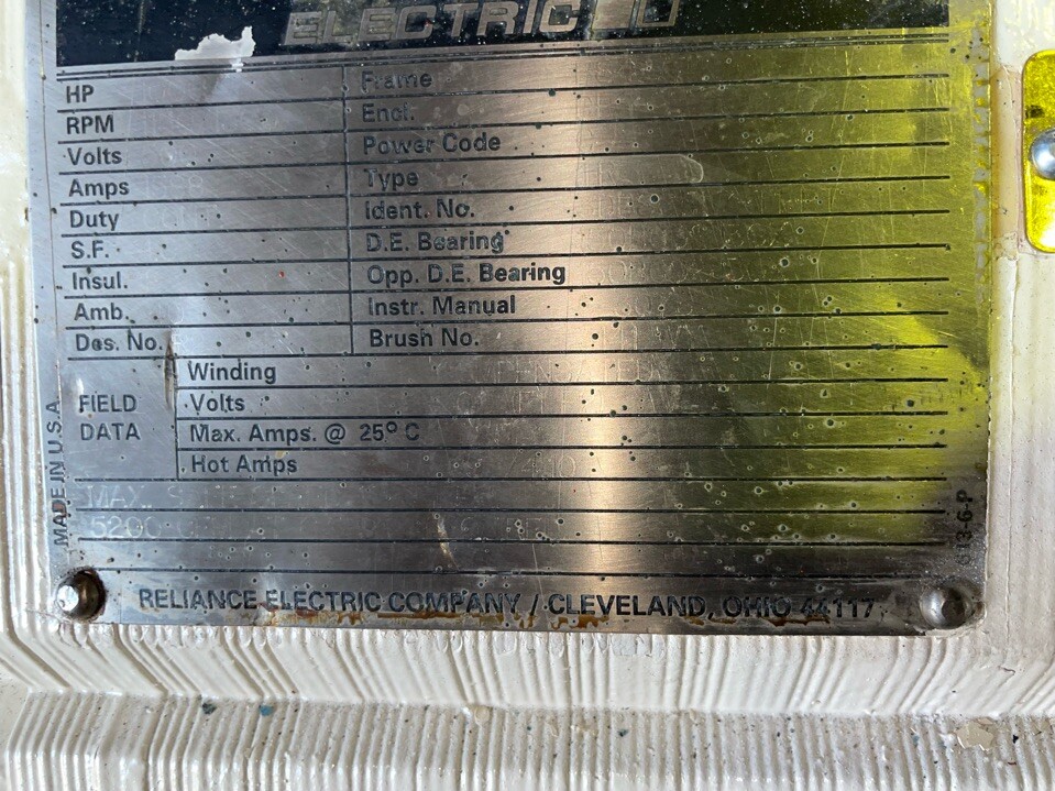 1000 HP Reliance DC Electric Motor 1200 RPM Fr B842AT DPFVBB 500 V EOK
