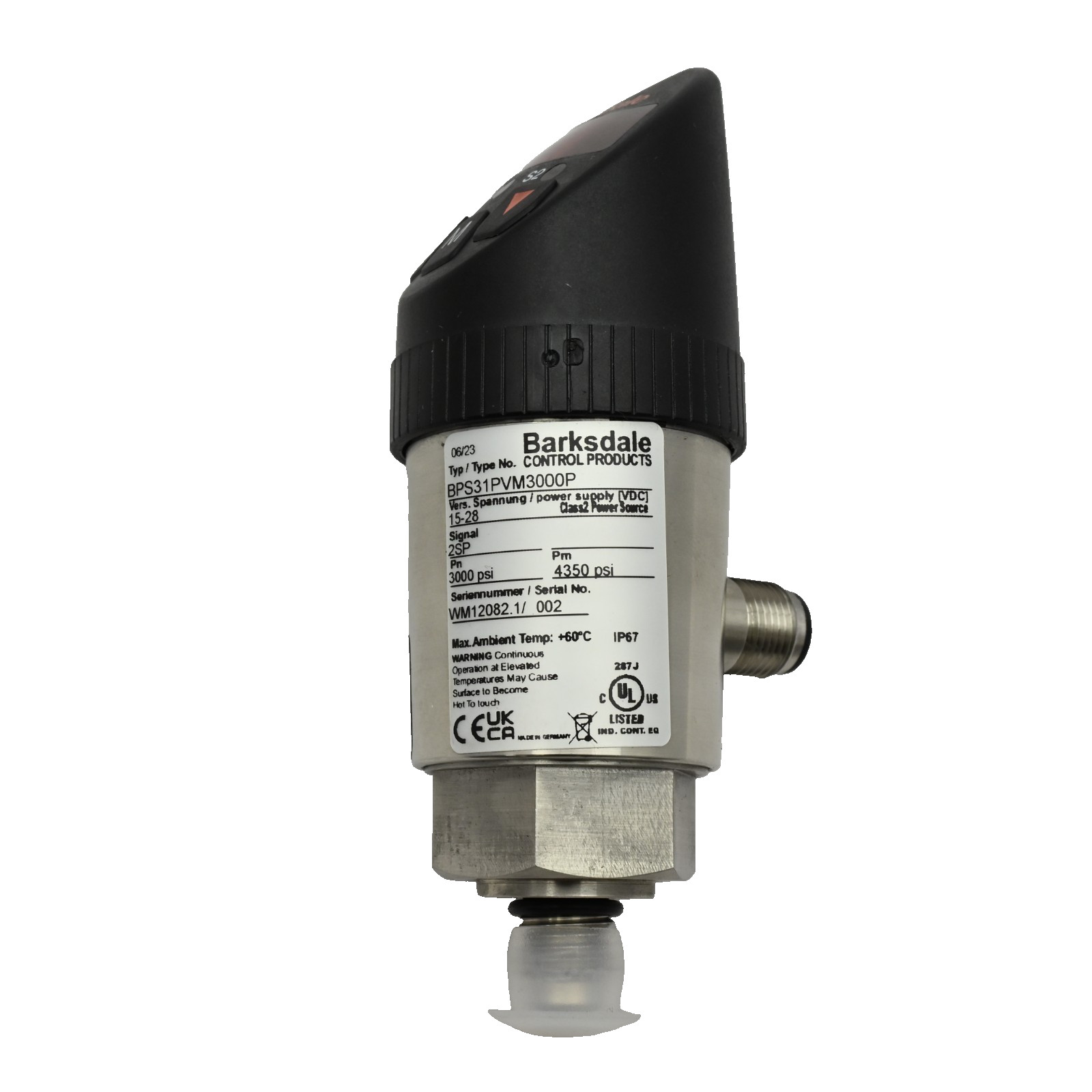 Barksdale BPS31PVM3000P Electronic Dual Pressure Switch WM12082.1/ 002