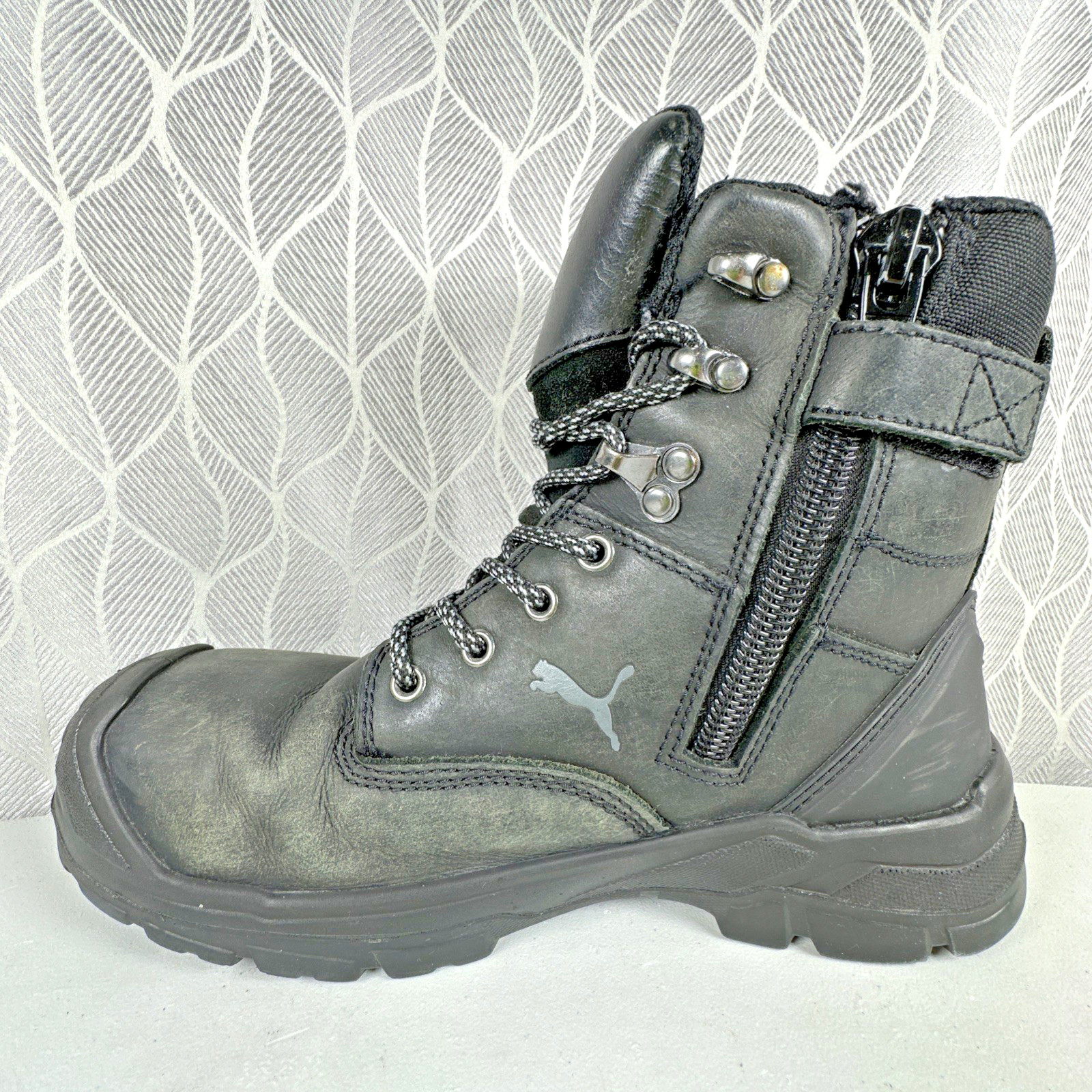 Puma Conquest Mens Size 9 Black Comp Toe Side Zip Safety Boots 630675