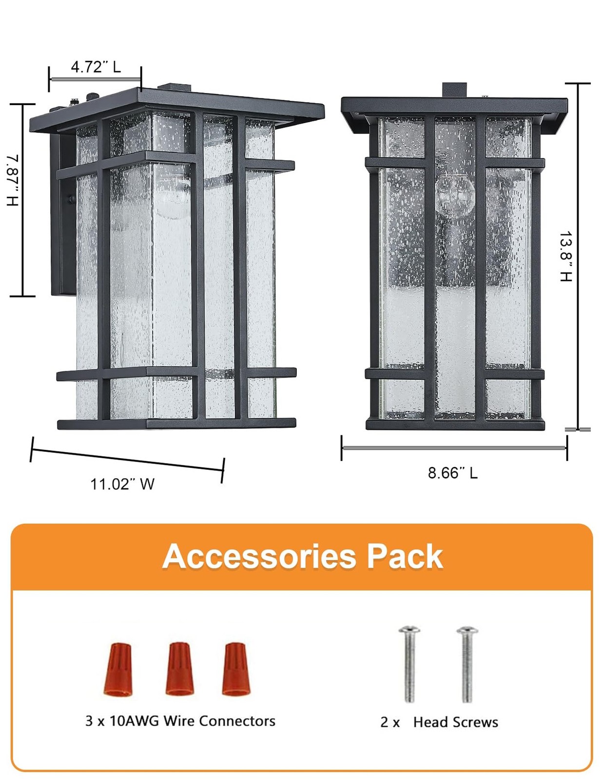 Rustic Dusk to Dawn Outdoor Wall Light Fixture 13.8″H Waterproof Exterior Wal…