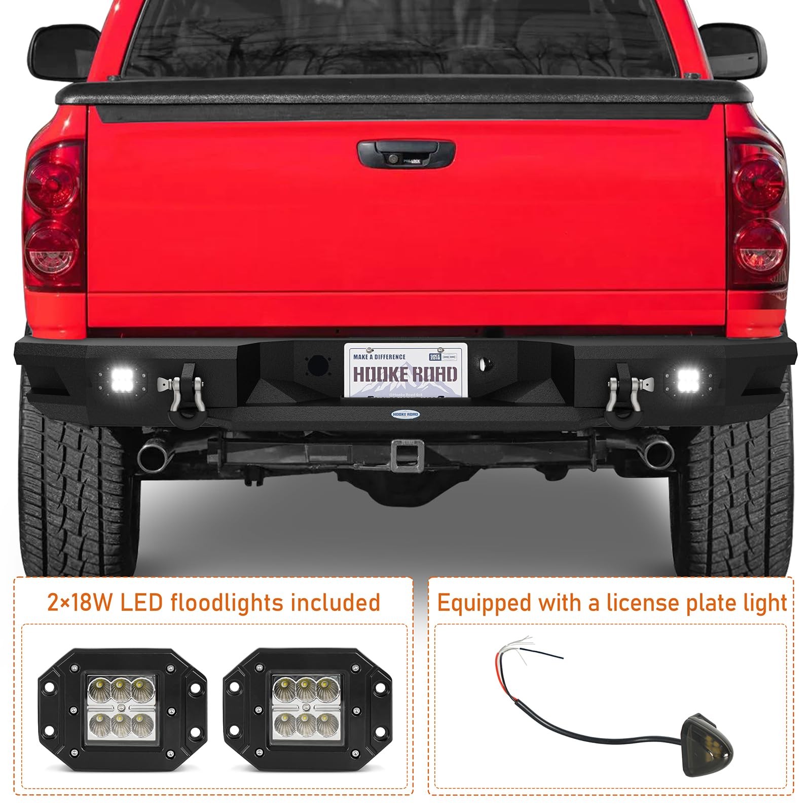 Rear Bumper for Ram 1500 2002-2008 Step Back D-Rings License Mount