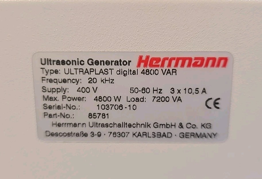 Herrmann ULTRAPLAST Digital 4800 VAR 20kHz 400V Ultrasonic Generator