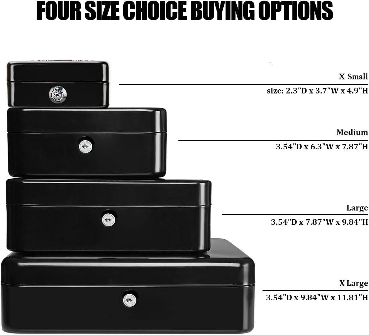 Chic Black Cash Box with Key Lock – Essential for Teens & Adults – 4.92” x 3.94”