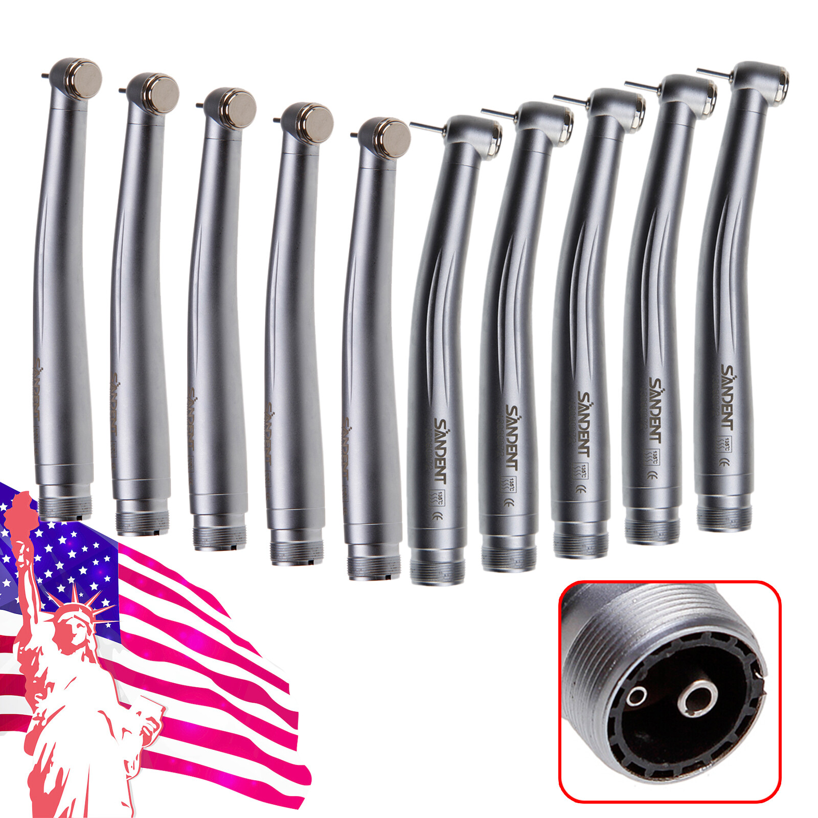 1-10*USA SANDENT NSK Style Dental High Speed Handpiece Turbine 2 Hole Borden
