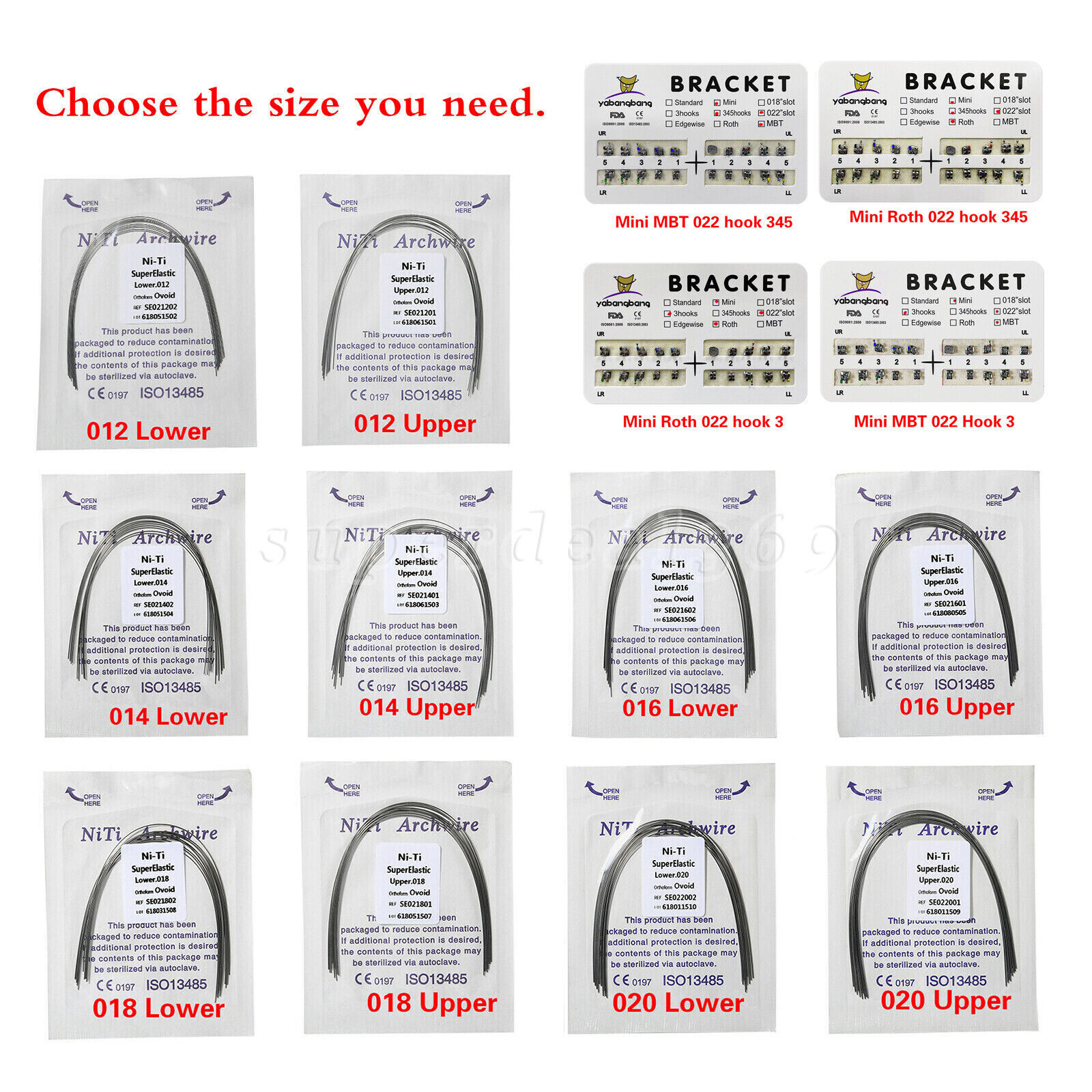 Dental Orthodontic Mini/Standard Bracket Braces / Elastic Niti Arch Wires sa