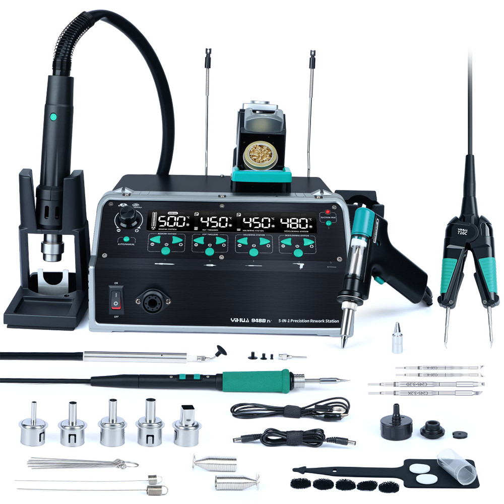 YIHUA 948D-IV 5-in-1 Digital Soldering & Hot Air Desoldering Rework Stations